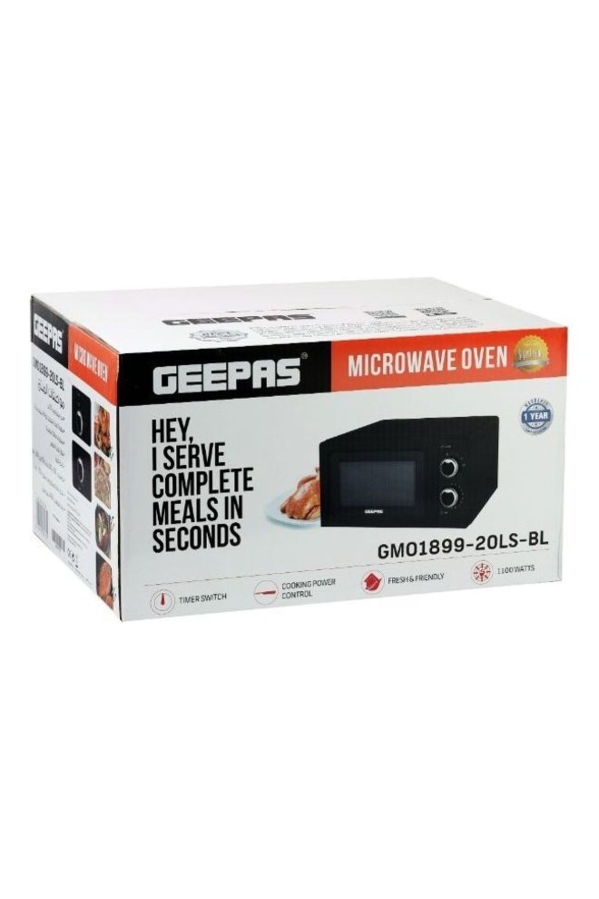 Geepas-فرن ميكروويف يدوي سعة 20 لترًا وقوة 1100 واط GMO1899-20LS-BL أسود 5
