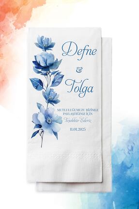 nna tasarım 50 Adet Kişiye Özel Isim Baskılı Düğün Peçetesi(P168-50)