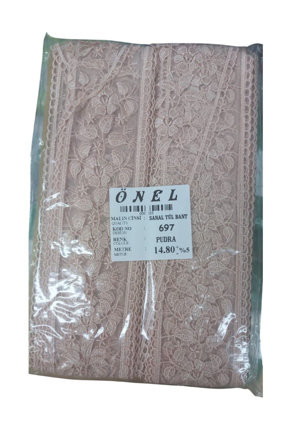 Nurum E Tİcaret Dantel Polyester Sanal Tül Bant Pudra 14,80 Metre En 6 cm ON-697-PU