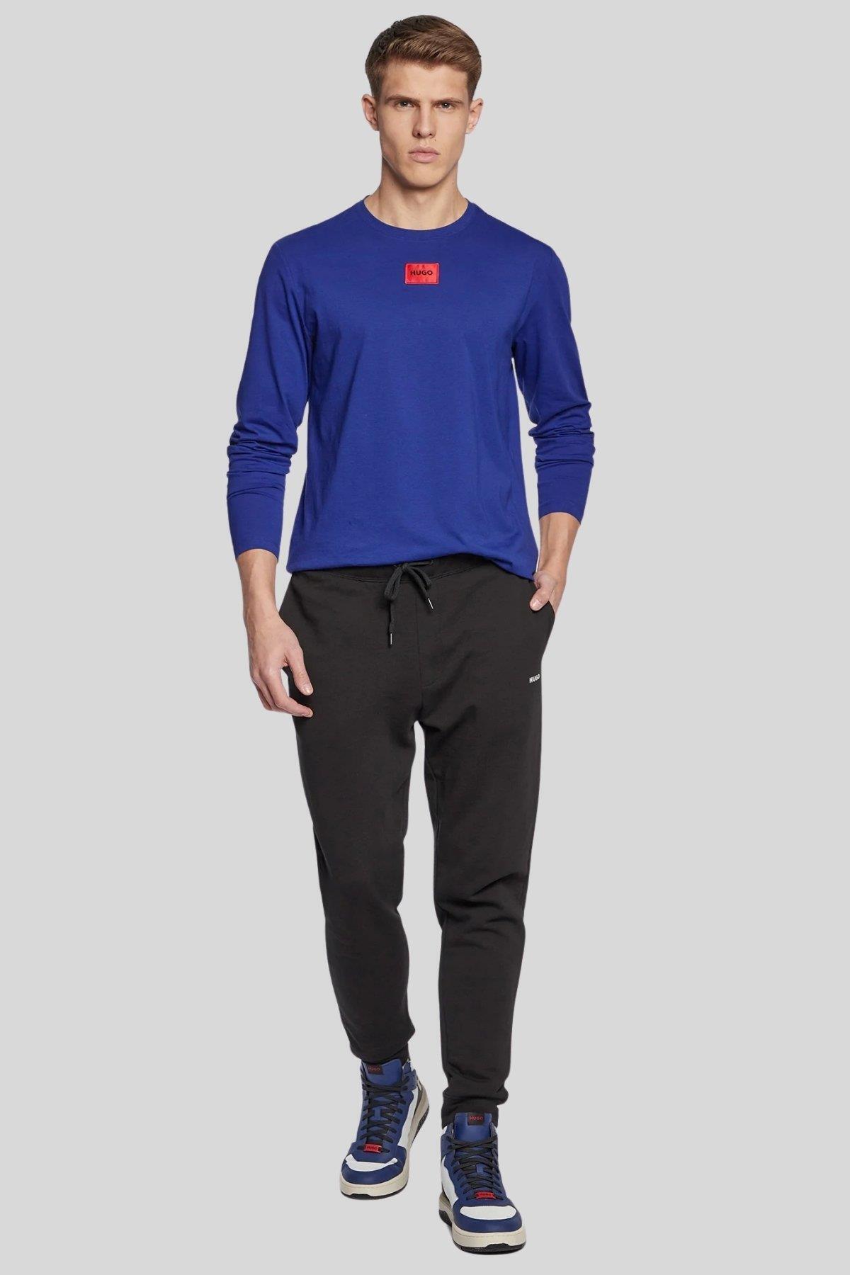 هوگو تی‌شرت مردانه آستین بلند Diragolo یقه گرد آبی