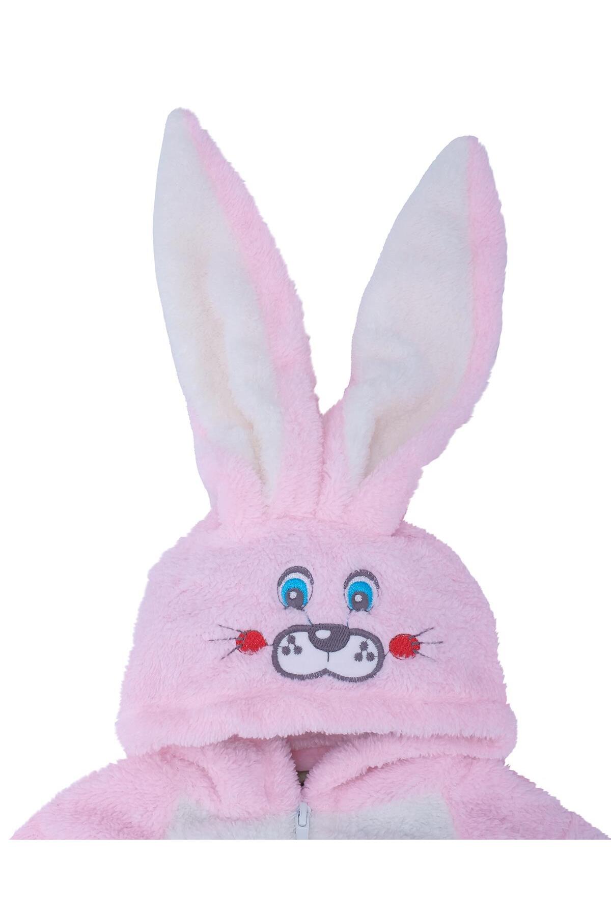 Genel Markalar Unisex Çocuk Kız Erkek Tavşan Kulaklı Uyku Tulum Fermuarlı Peluş fotoğrafı 2 (önizleme)