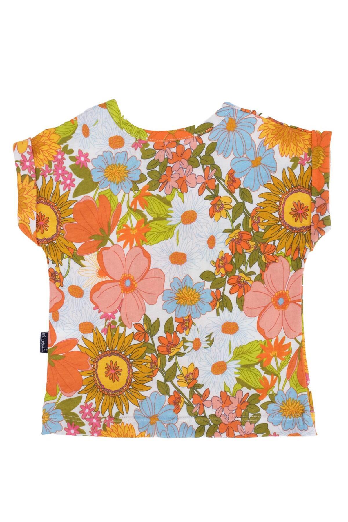 Bebelop Çiçek Baskılı Bisiklet Yaka T-shirt 2'li Set fotoğrafı 4 (önizleme)