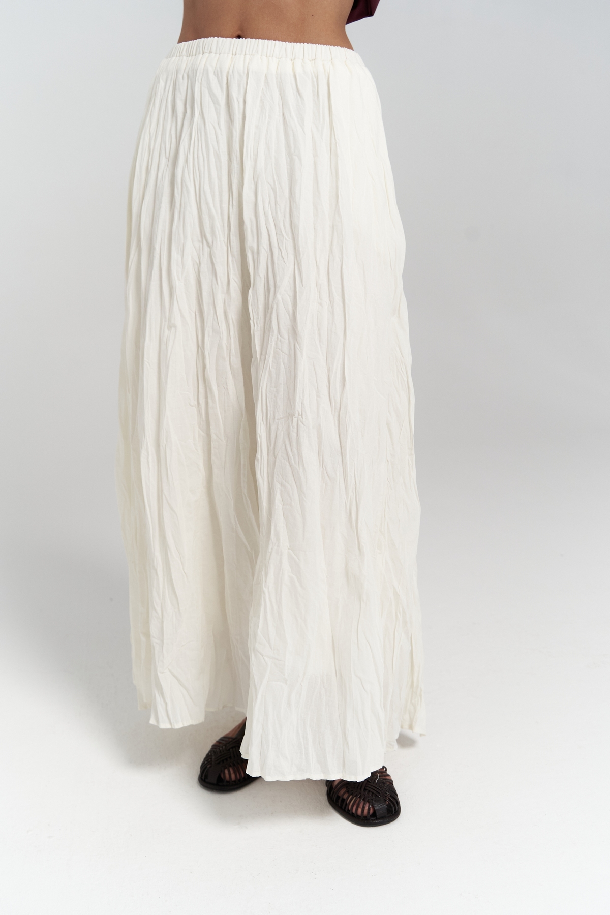 BOHEMAİ  Jayla Kırışık Detay Uzun Ekru Etek - Görsel 7