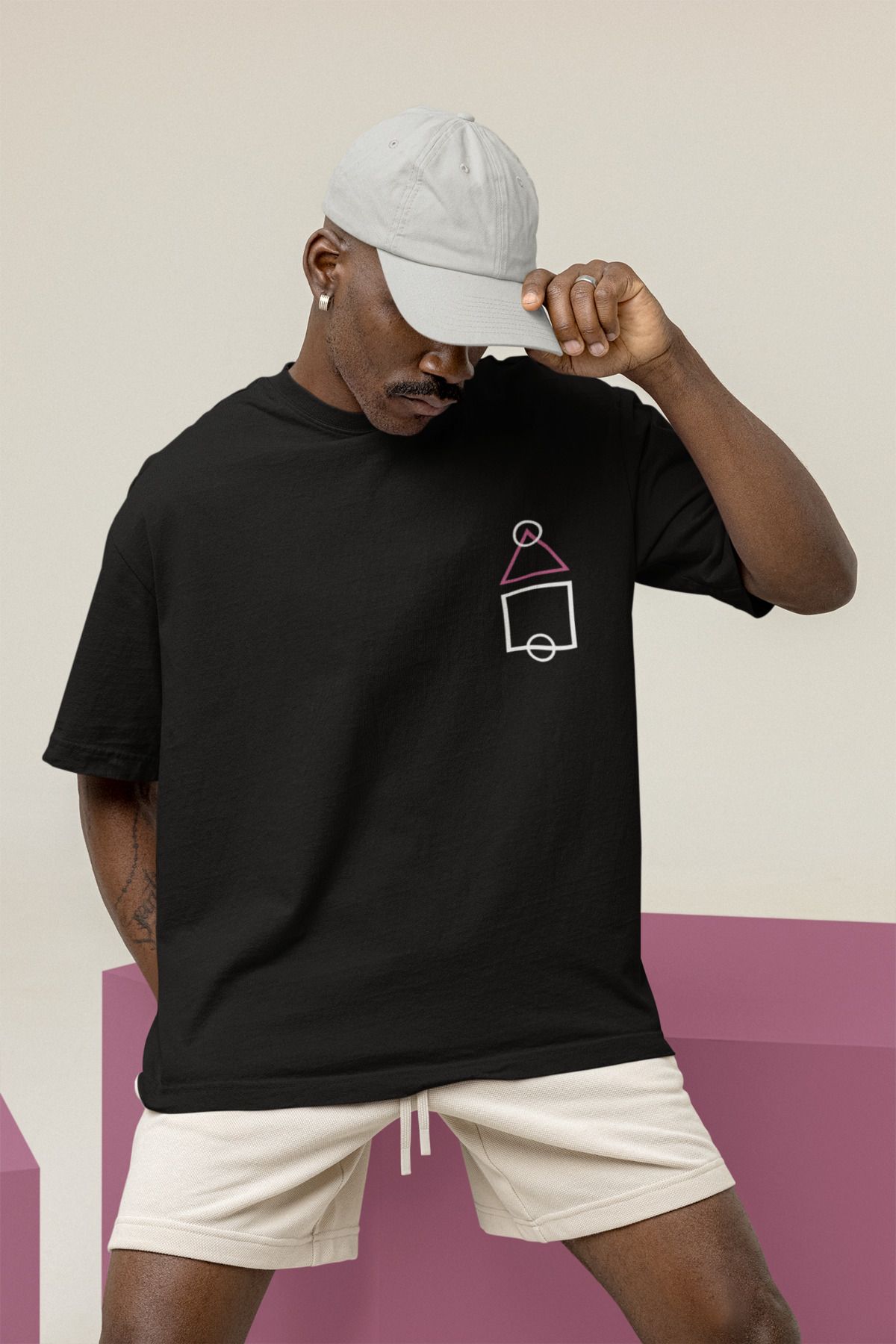 Alice Butik-Unisex Black T-Shirt - Oversize Triangle Square Back Print Squid Game 3