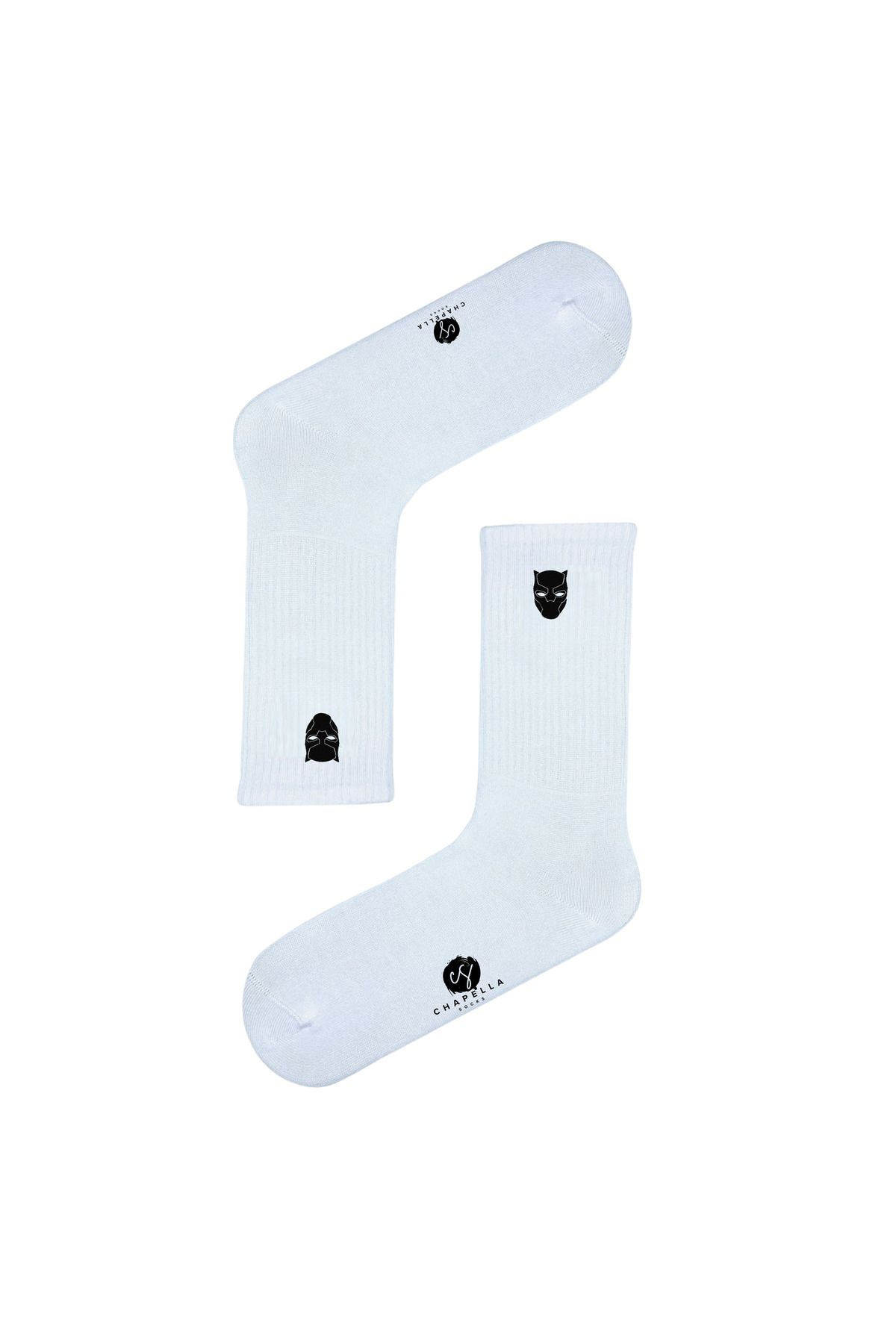 ChapellaSocks Black Panter Nakışlı Unisex Uzun Tenis Çorap- %100 Pamuk ve Rahat!