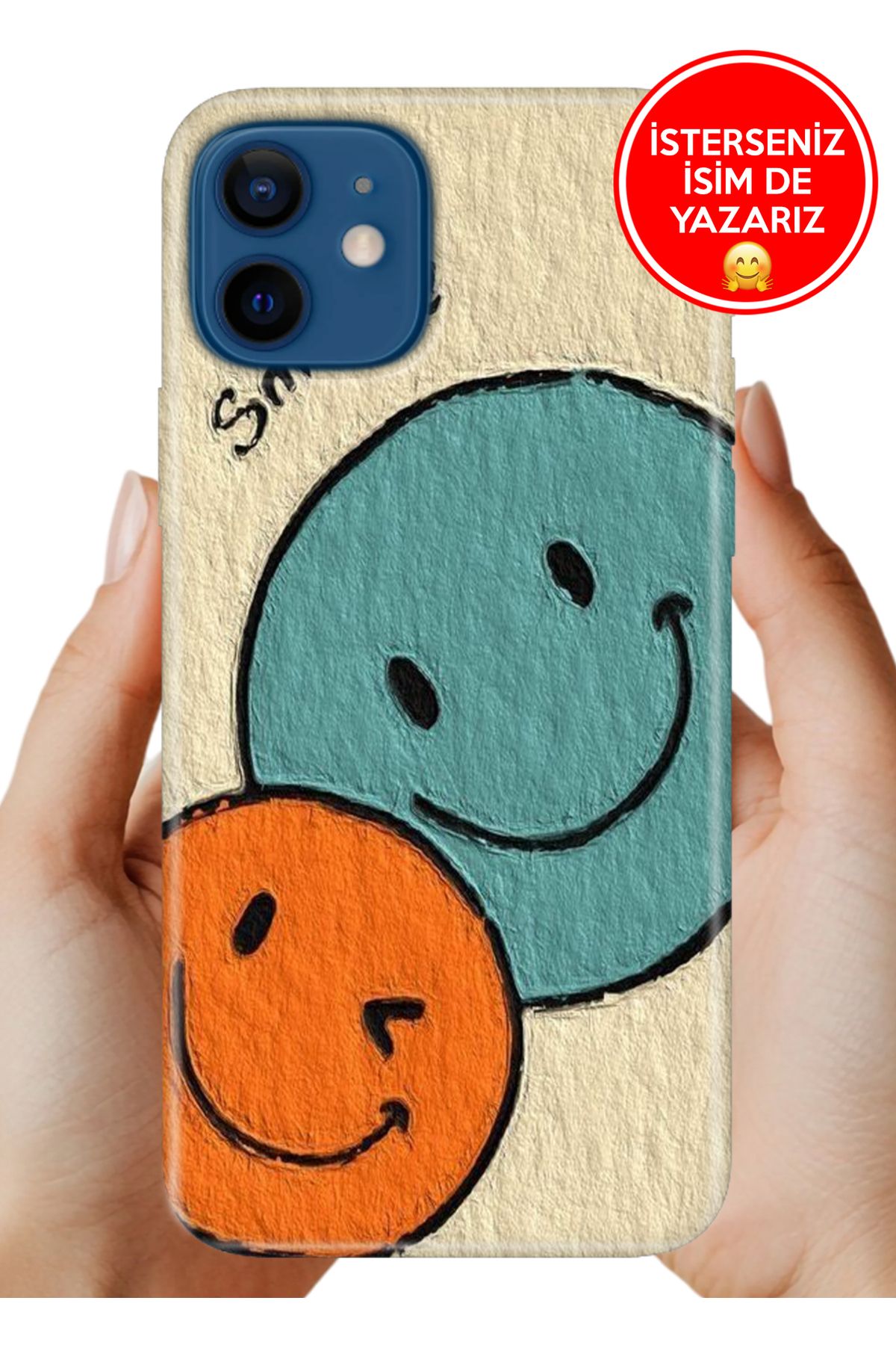 Cekuonline iPhone 12 Kılıf iP12 Tam Rubber Esnek Silikon Full Koruma Smile 06744