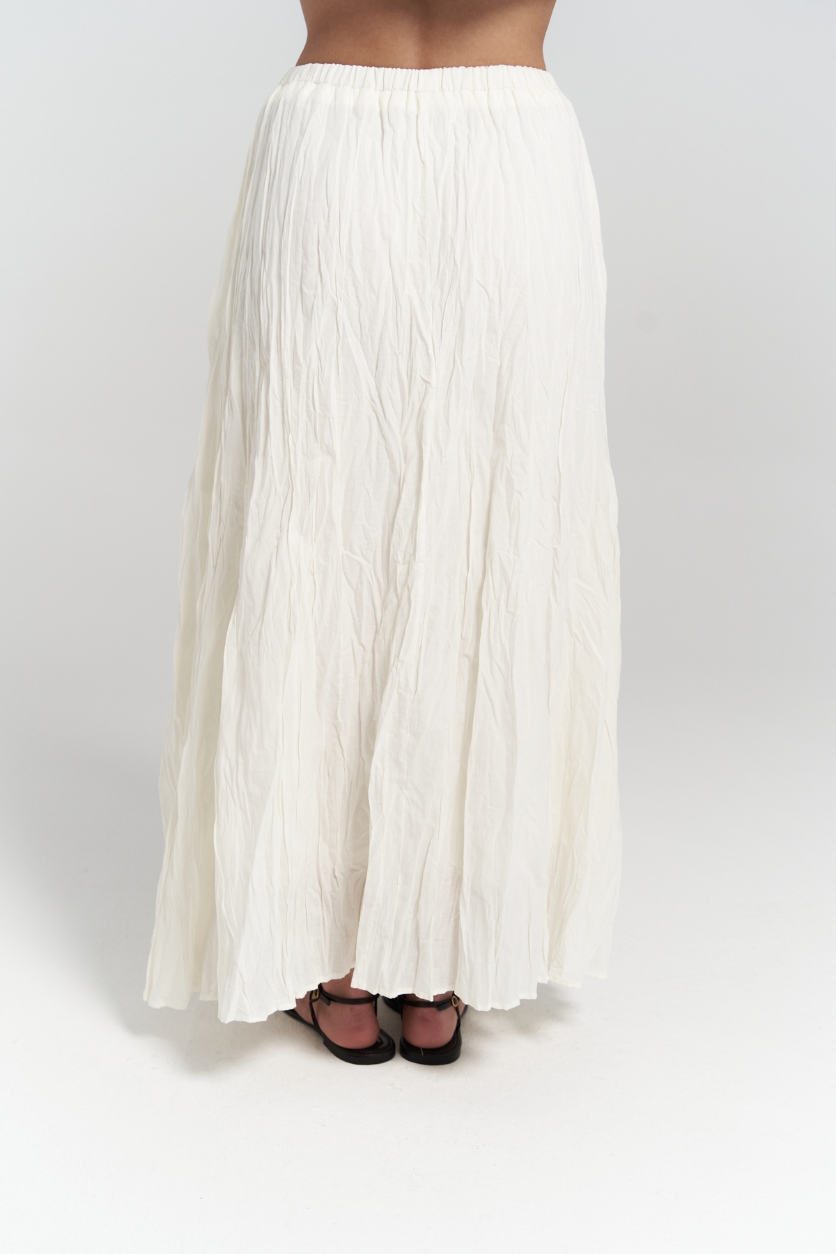 BOHEMAİ  Jayla Kırışık Detay Uzun Ekru Etek - Görsel 8