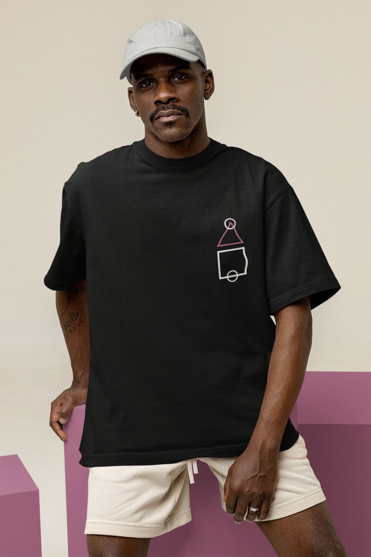 Alice Butik-Unisex Black T-Shirt - Oversize Triangle Square Back Print Squid Game 2