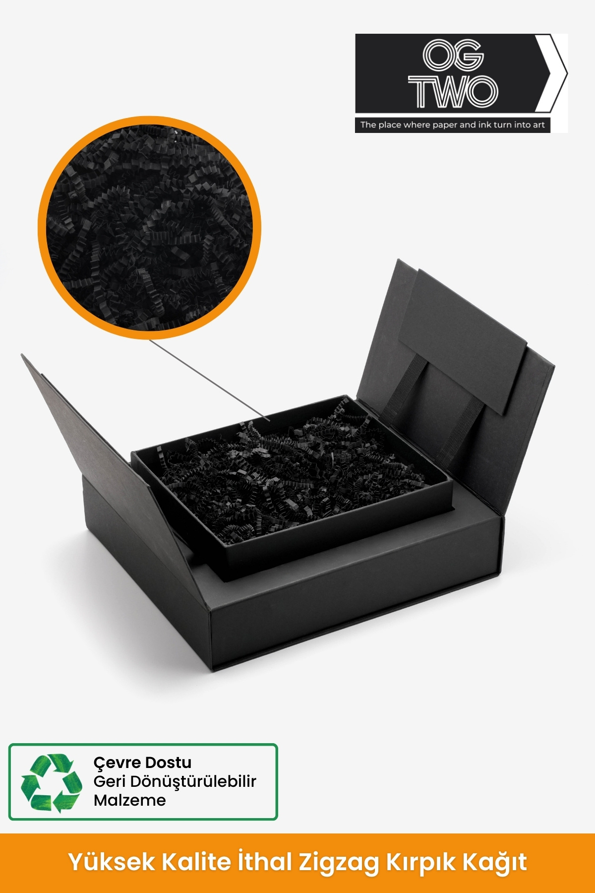 OGTWO-Premium Zig Zag Cropped 50 g Black Gift Box Sustainable Ornament Paper 1
