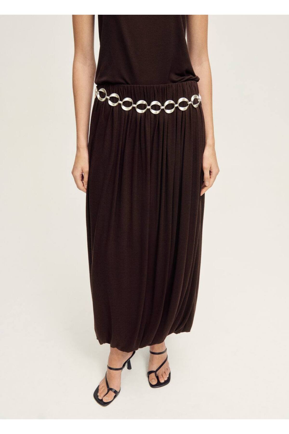 Alt Kısmı Kabarık Yün Karışımı Etek