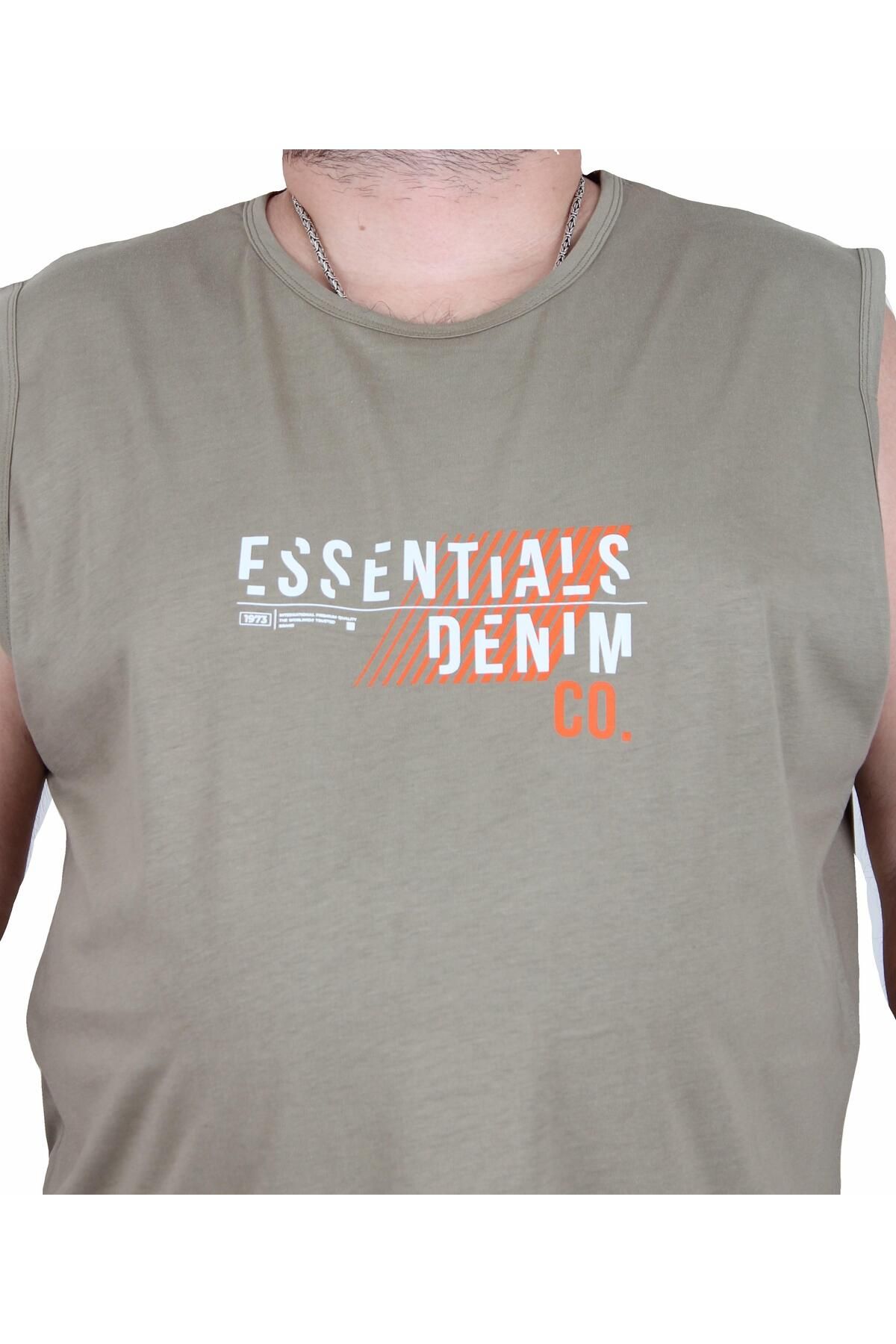 Starbattal-Tricou fără mâneci cu imprimeu mărime mare Denim 25154 KHAKI 2