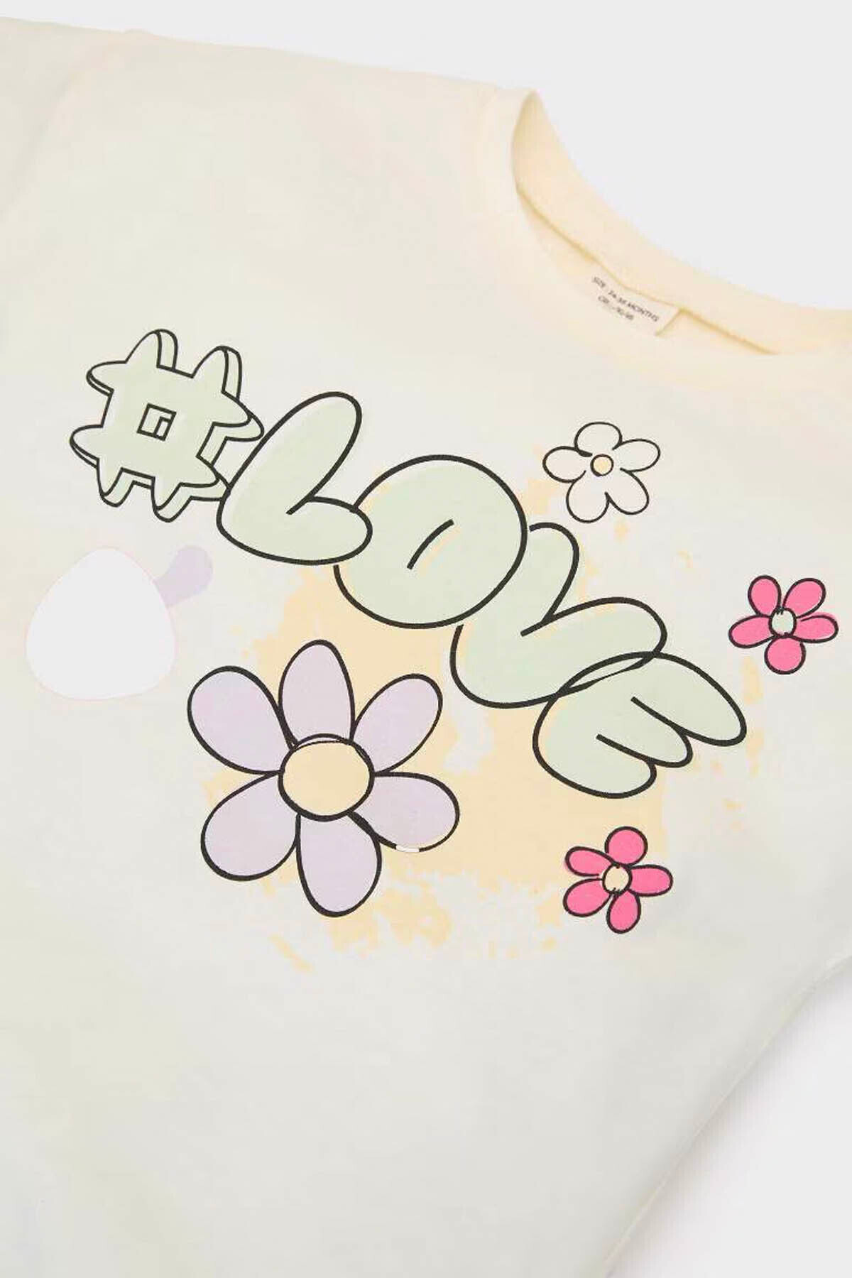 DeFacto-Printed Short Sleeve T-Shirt with Elastic Waist Shorts Ecru Baby Girl Bottom-Top Set E6441A5/Er105 3
