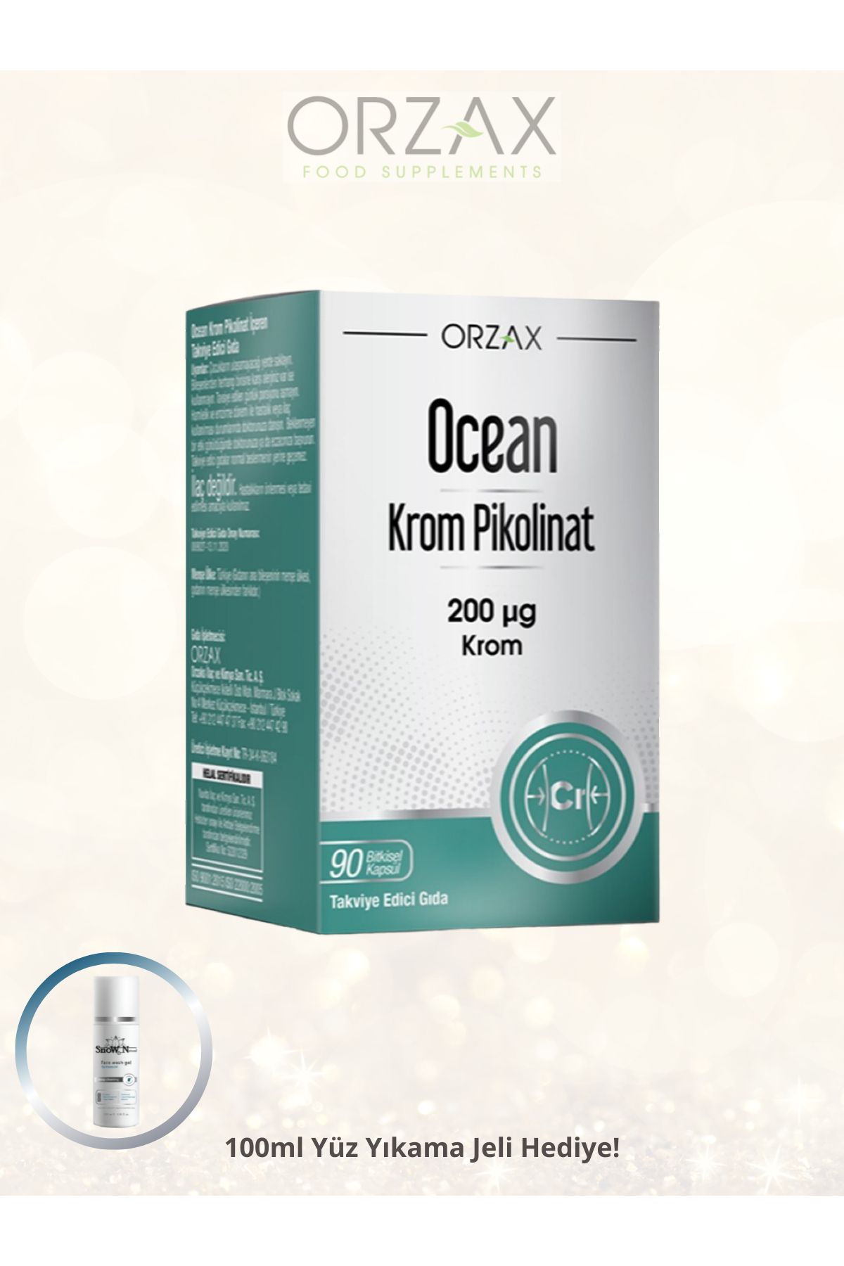 Ocean Krom Pikolinat 200mcg 90 Bitkisel Kapsül + 100 ML YÜZ TEMİZLEME JELİ HEDİYE