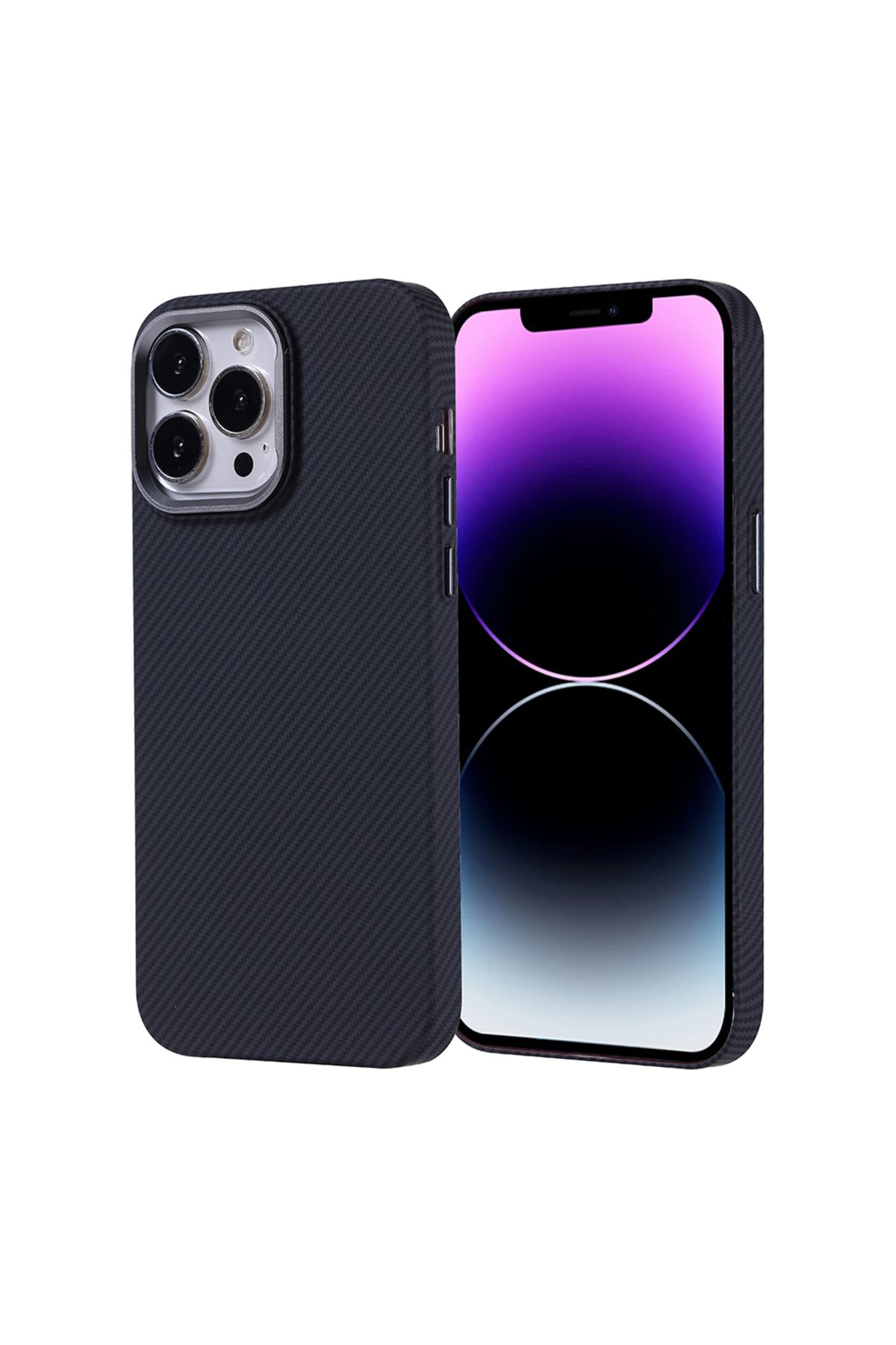 ELSAH iPhone 14 Pro Max Uyumlu Kılıf Magsafe Şarj Özellikli Karbon Fiber Görünümlü, Falco Kapak