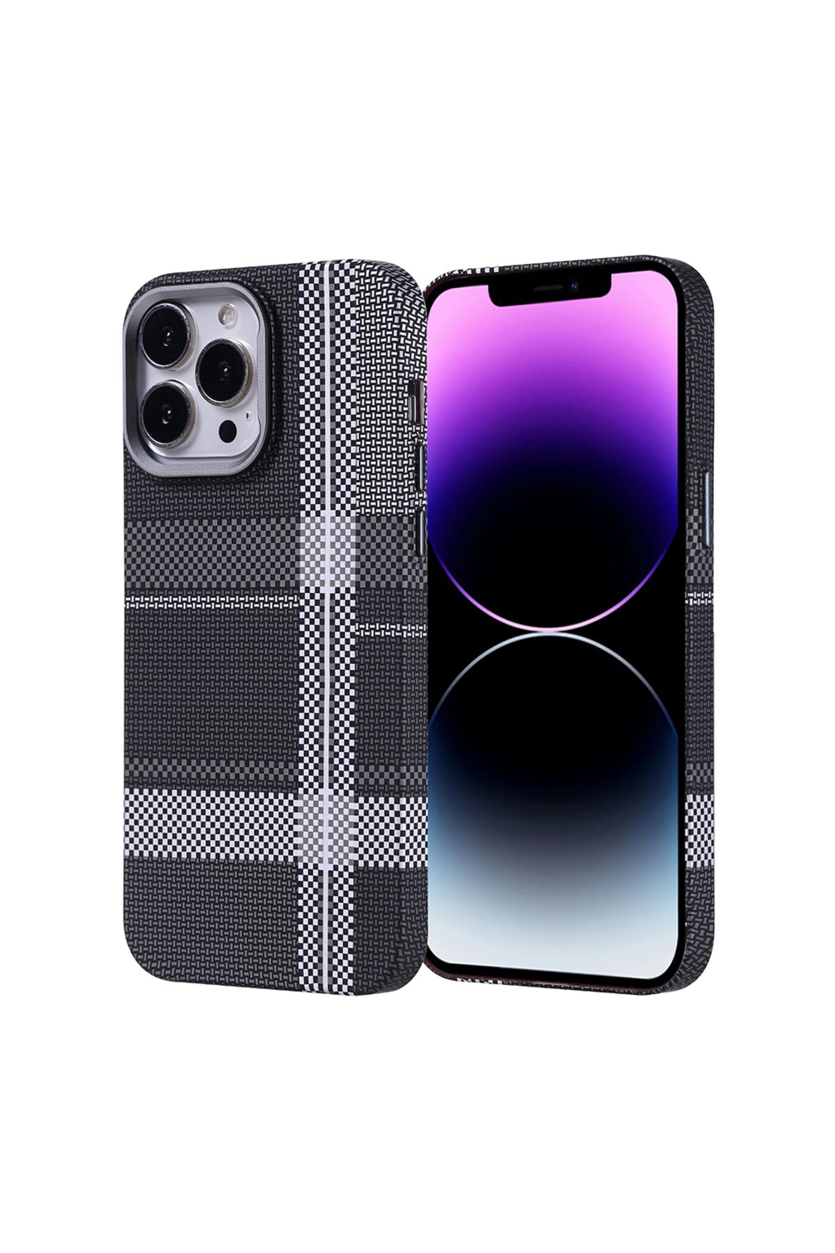 ELSAH iPhone 14 Pro Max Uyumlu Kılıf Magsafe Şarj Özellikli Karbon Fiber Görünümlü, Falco Kapak