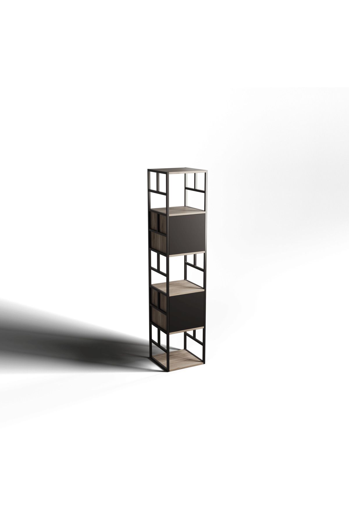 EMC Metal Ofis Mobilyaları Metal Çerçeveli Ahşap Raf (40X40X190 CM) – Yüksek Ve Dayanıklı Tasarım