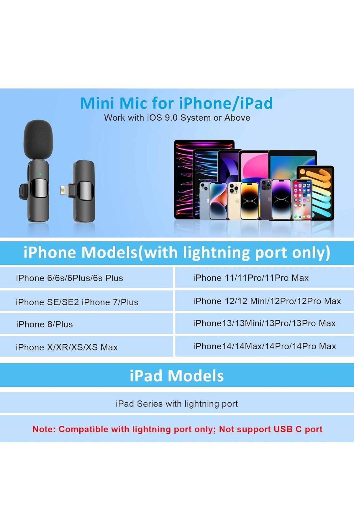 Generic-Bluetooth Mini Microphone for iPhone/iPad - Wireless Lavalier Mic for TikTok, YouTube, Podcast 3