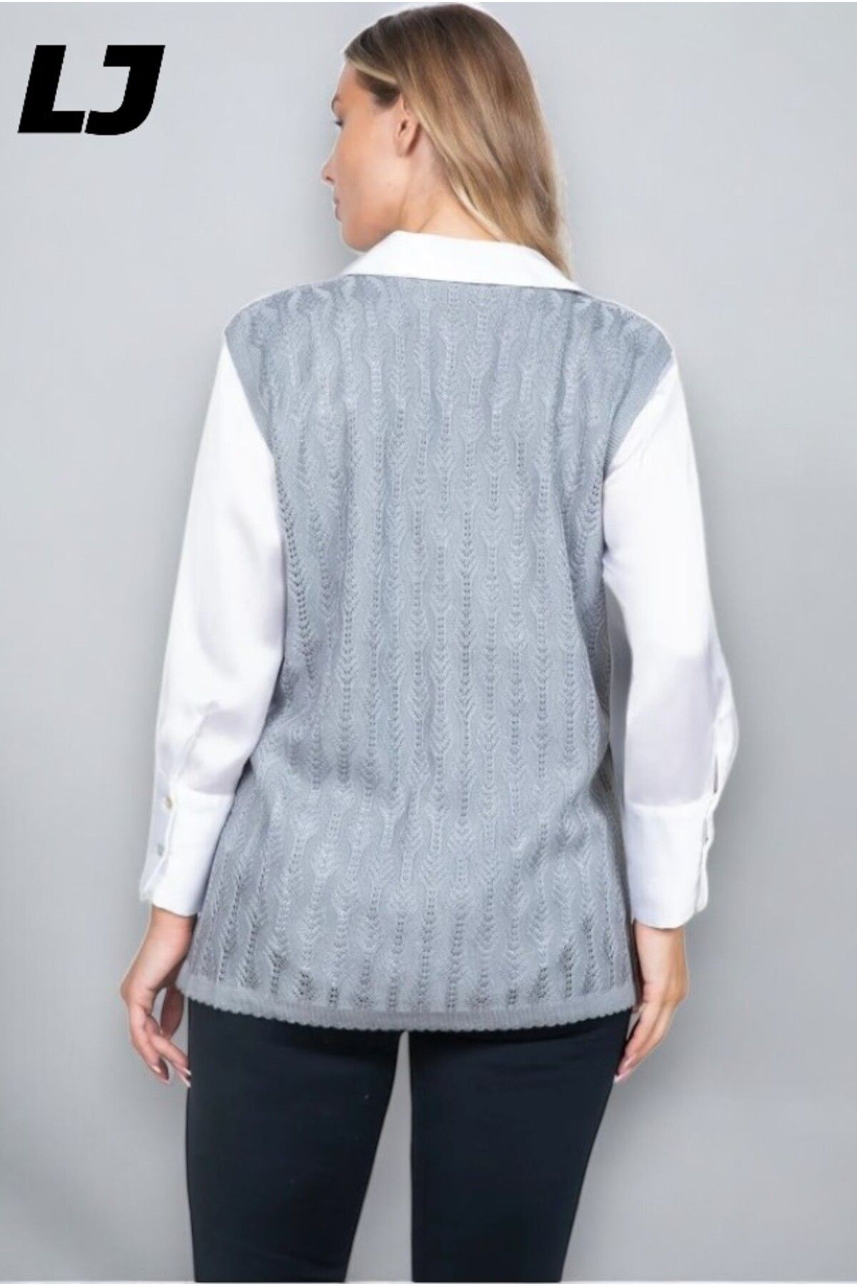 LAJESTE-Women's Middle Age and Above Knitwear Knitted Buttoned Dark Khaki Mother's Vest 5