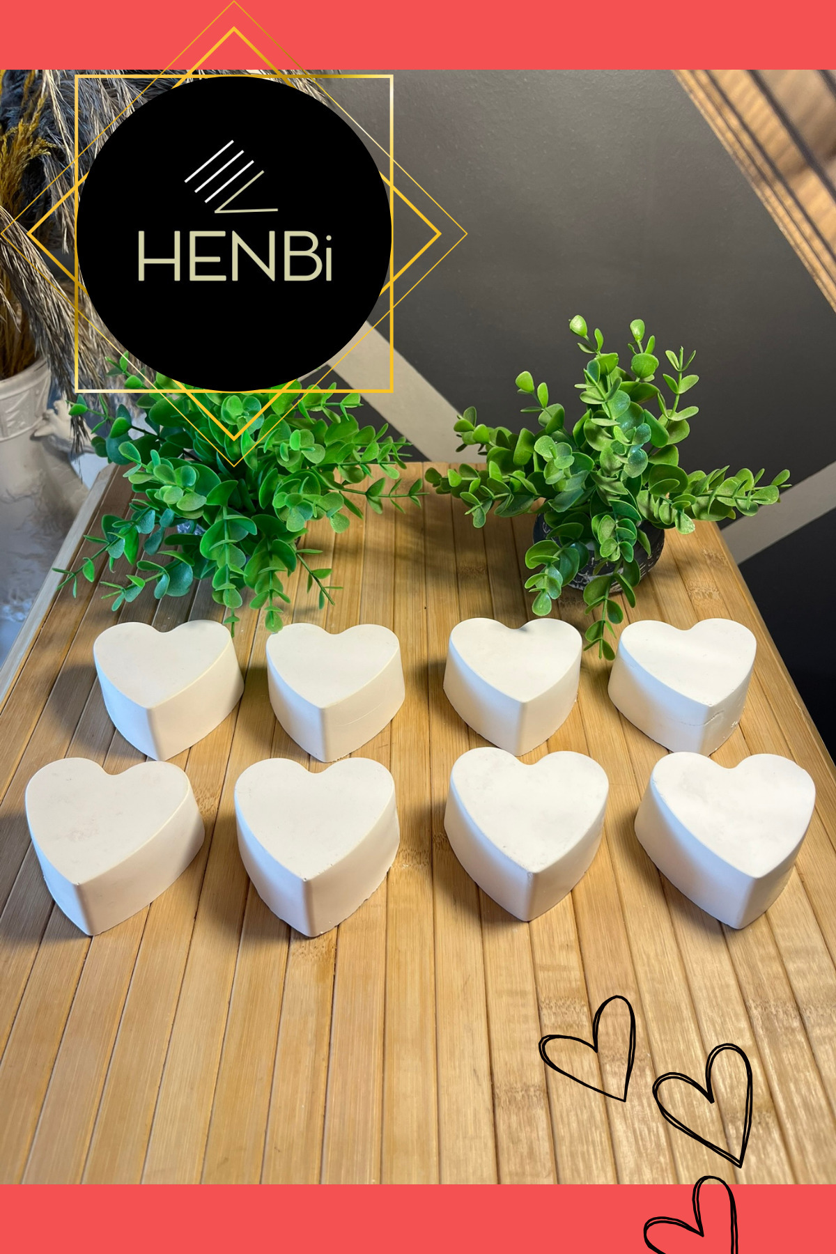 HENBi 8 Li XXL Kalp Figürü Taş Boyama Çocuk Gelişimi Etkinlik Taş Boyama Seti Eğitici oyuncak