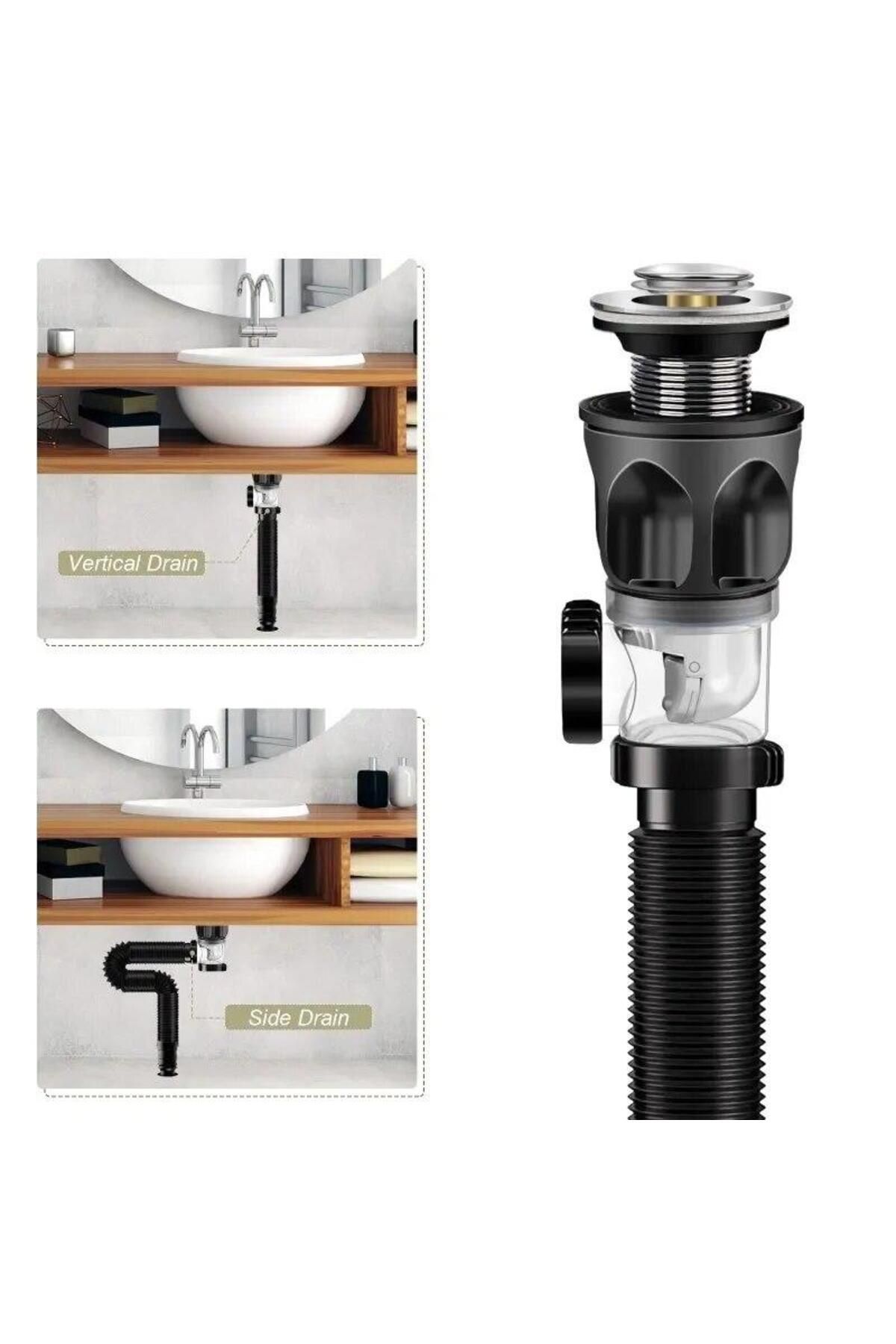 DUHALINE-Anti-Odor New Generation Bellows Sink Siphon under Sink Hose Bidirectional Drain Pipe Sink Bottom Set 3