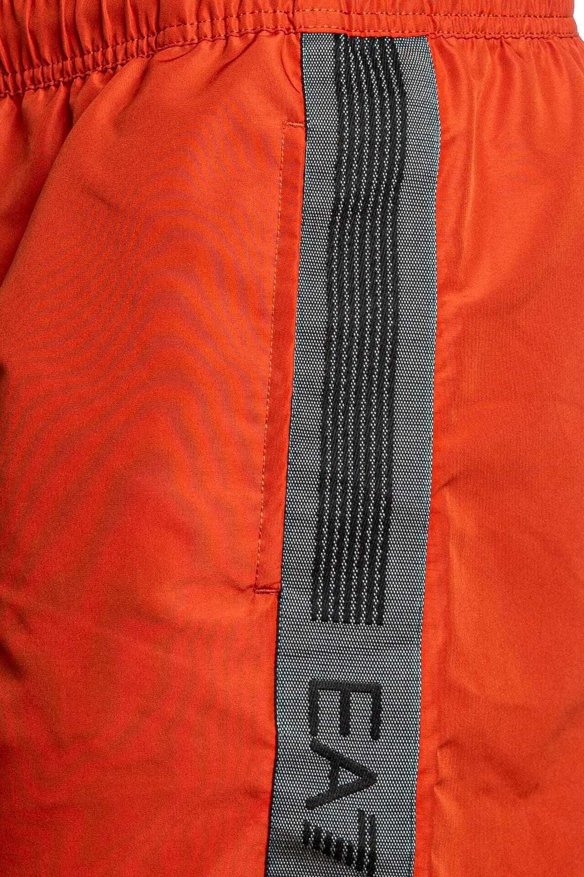 EA7-Men's Red Swim Trunks with Stripe Sides and Elastic Waistband and Drawstring Tie Quick Drying Stretchy Fabric 7m 5