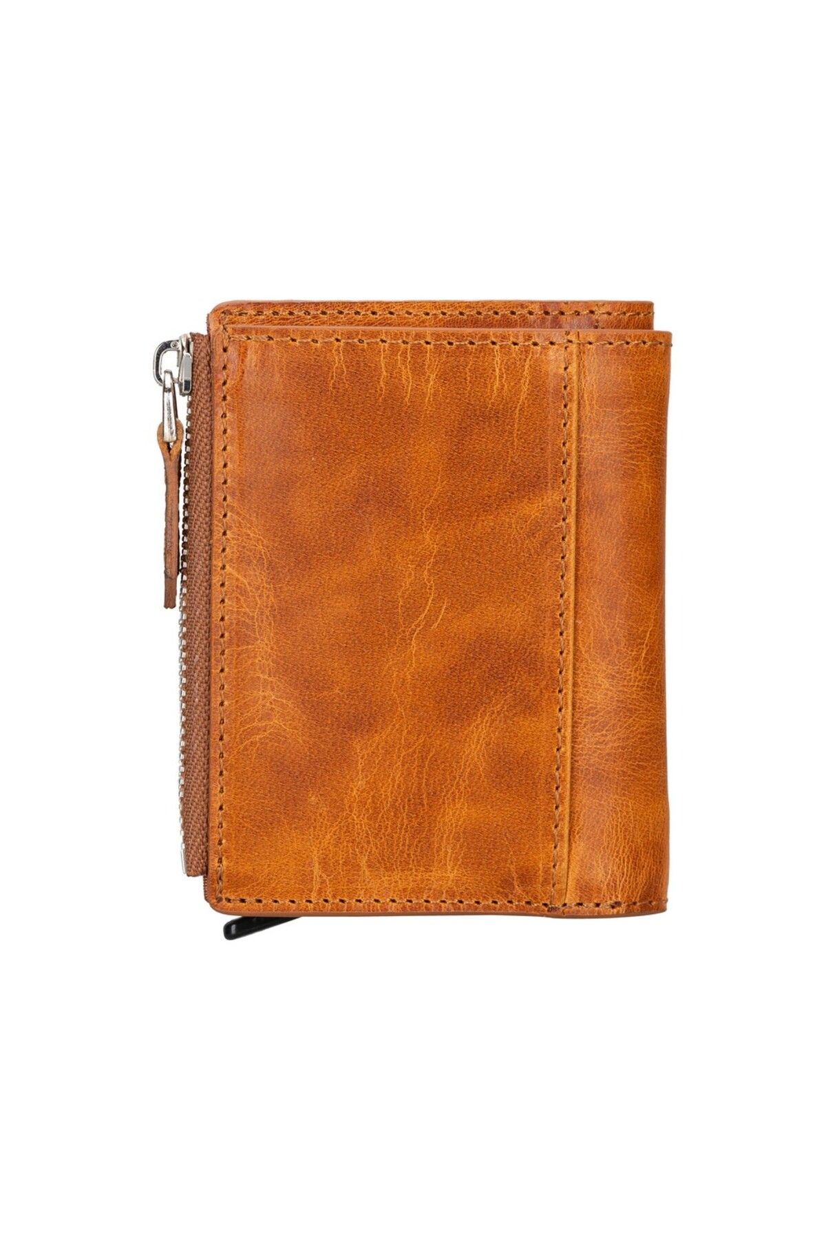 PLM-Leather Wallet and Card Holder, with Mechanism, 10 Card Compartments, Tan 2