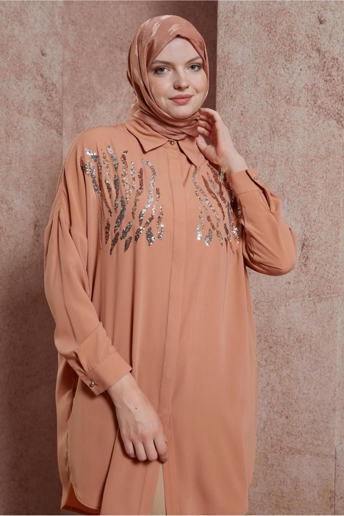 تونیک یقه پیراهن پولک دار 44569 Alvina