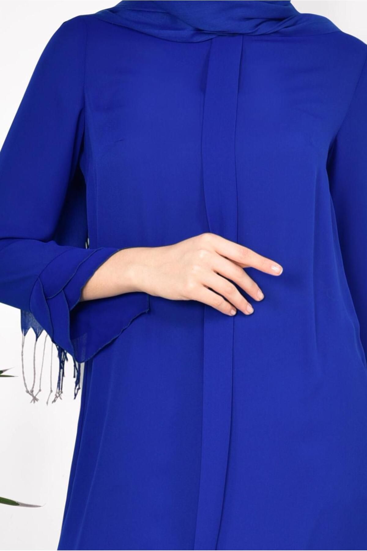 تونیک پوشیده آبی زنانه زیپ 4195 آلوینا اورجینال Alvina