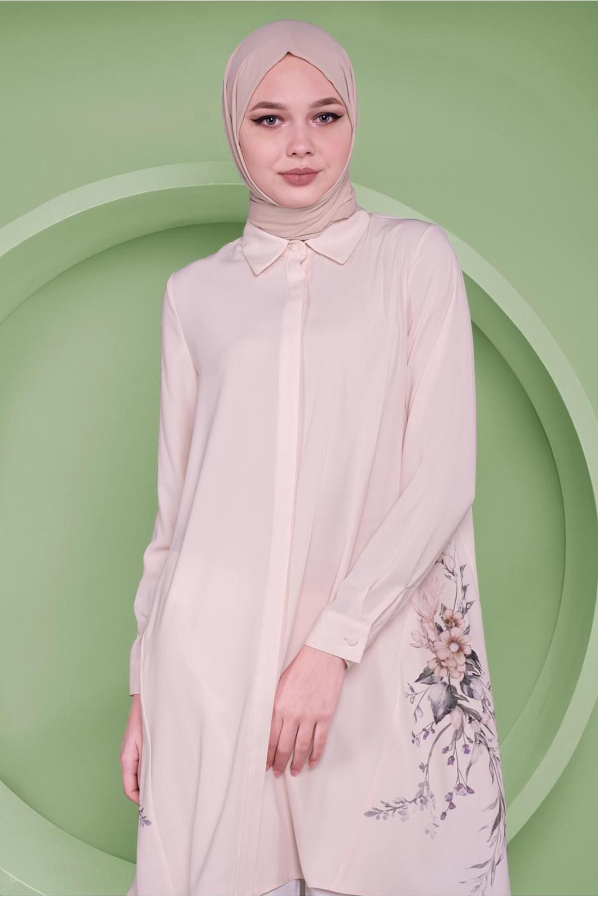 تونیک طرح دار گل برش نامتقارن 41349 Alvina