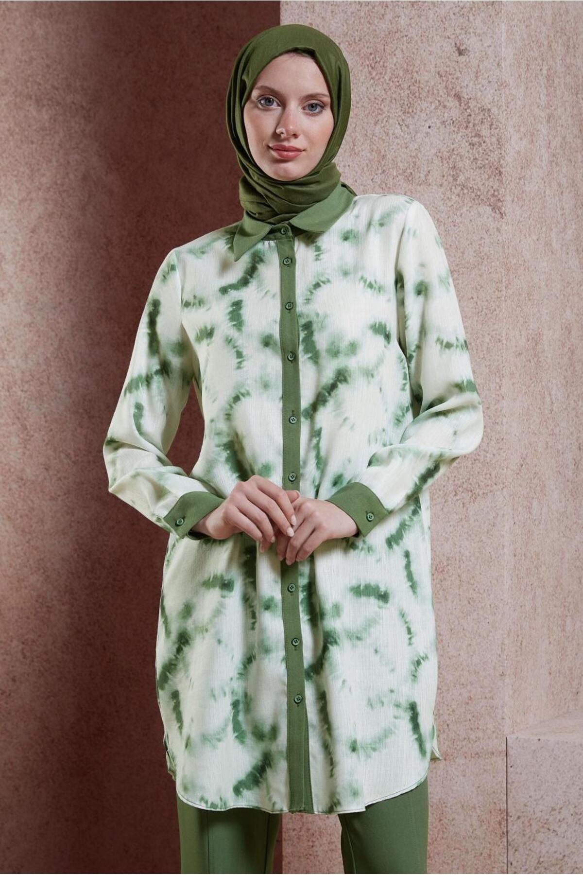 تونیک حجاب طرح دار باتیک 44672 Alvina