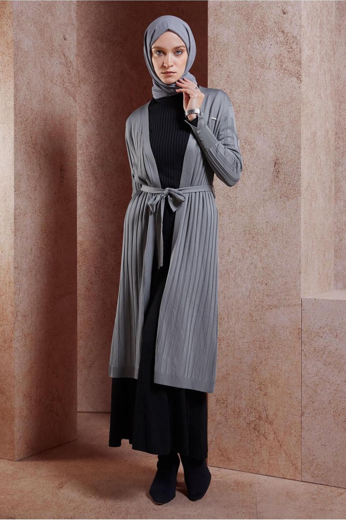 ژاکت جلو باز خاکستری زنانه دانش جوان CARDIAN 45002 آلوینا Alvina