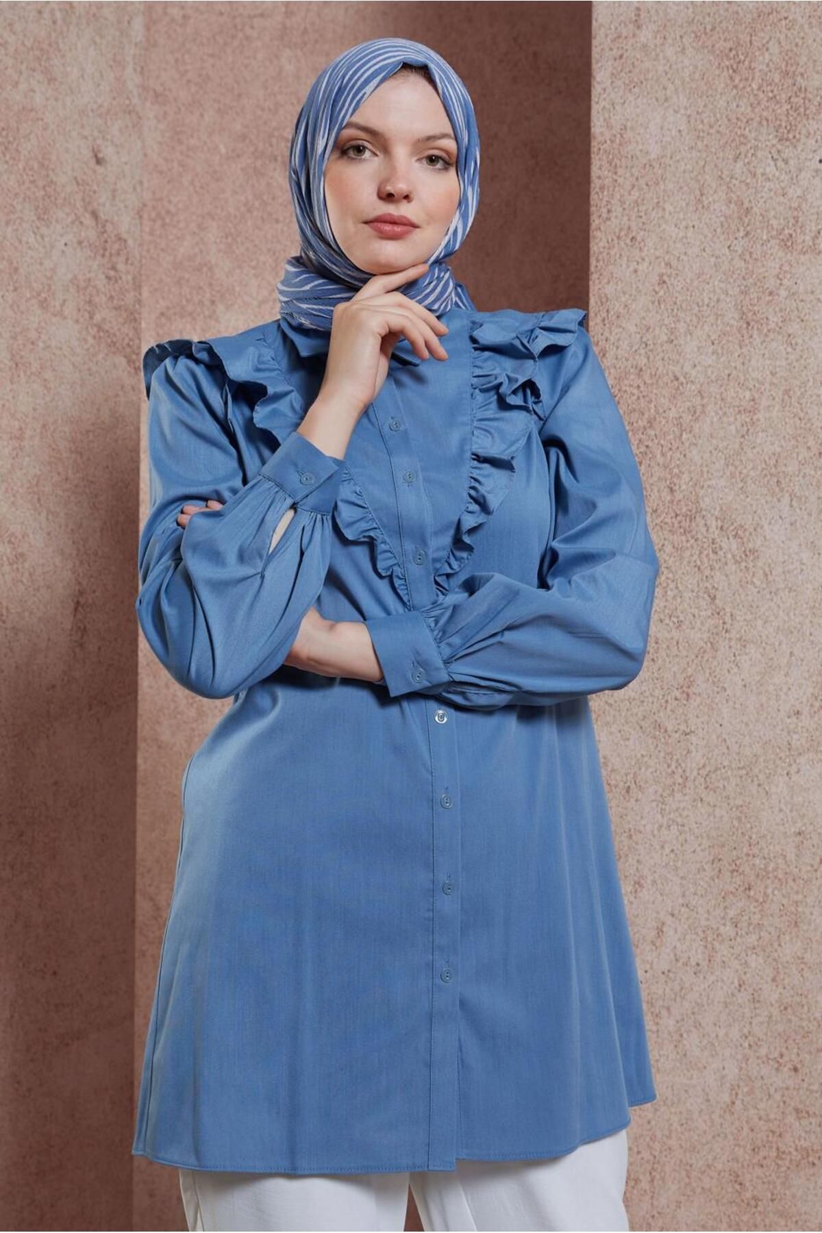 تونیک پیراهن رفل دار 44589 Alvina