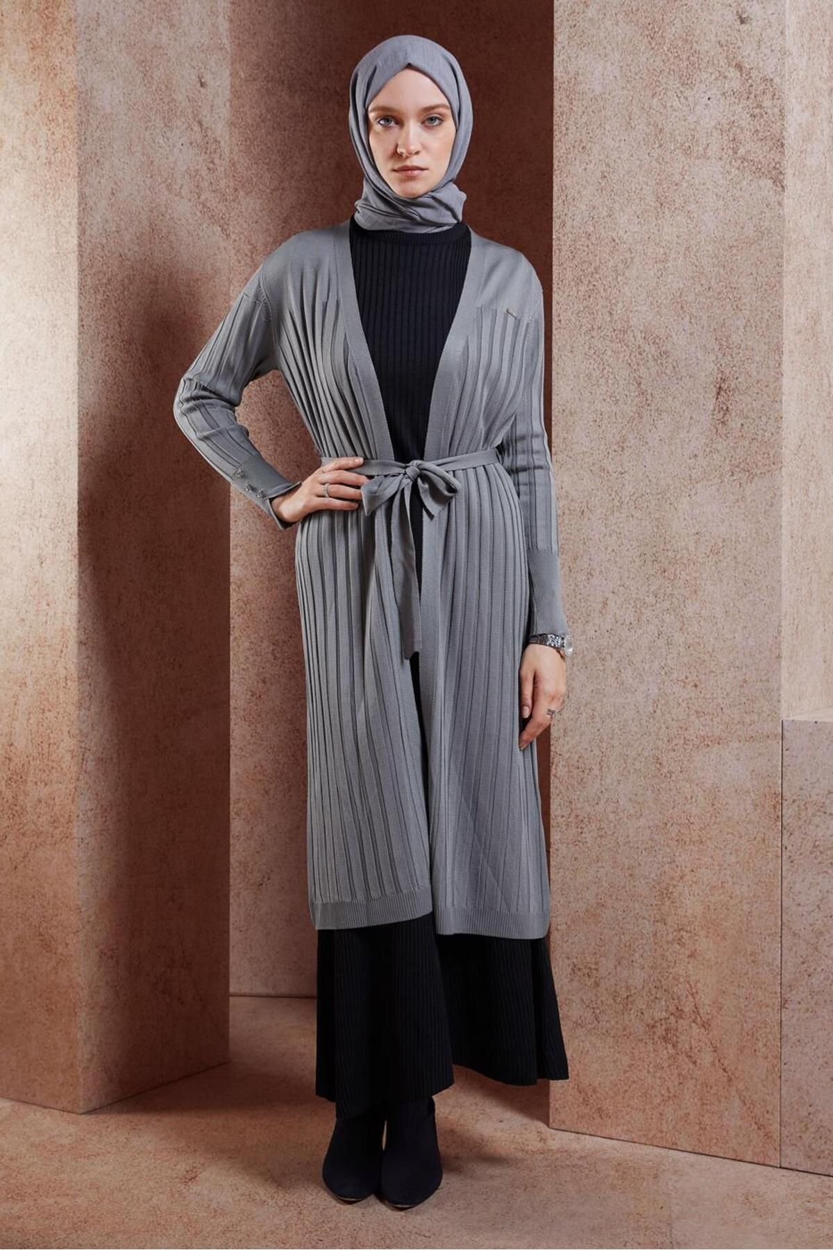 ژاکت جلو باز خاکستری زنانه دانش جوان CARDIAN 45002 آلوینا Alvina