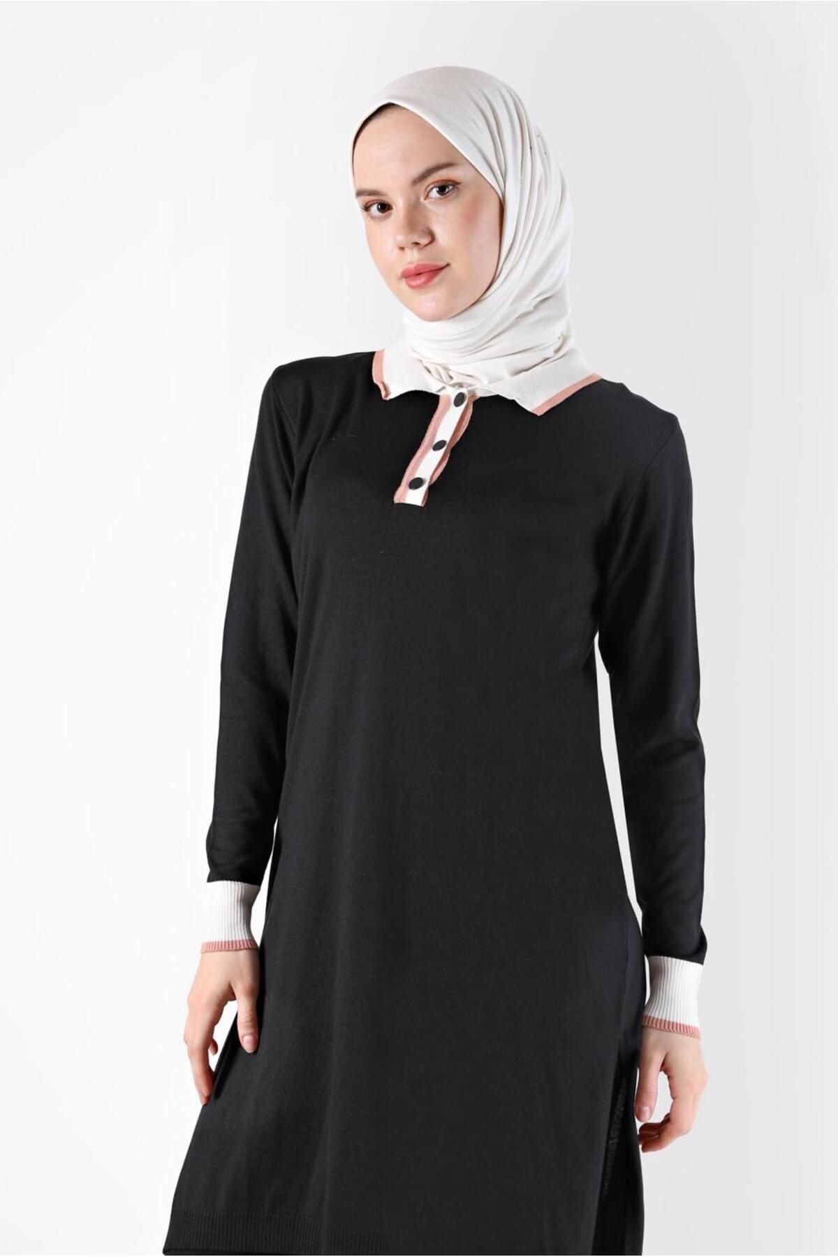 تونیک بافتنی آجدار یقه پولو 42108 Alvina
