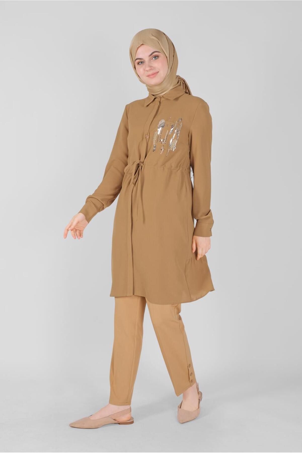 Alvina-Buttoned Tunic with Front Laces 40697 2