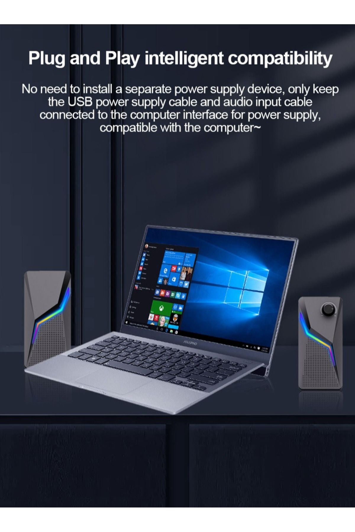 FlashHawk-RGB Desktop USB PC Speaker,Wired Stereo Sound Speaker for Computer Notebook 6