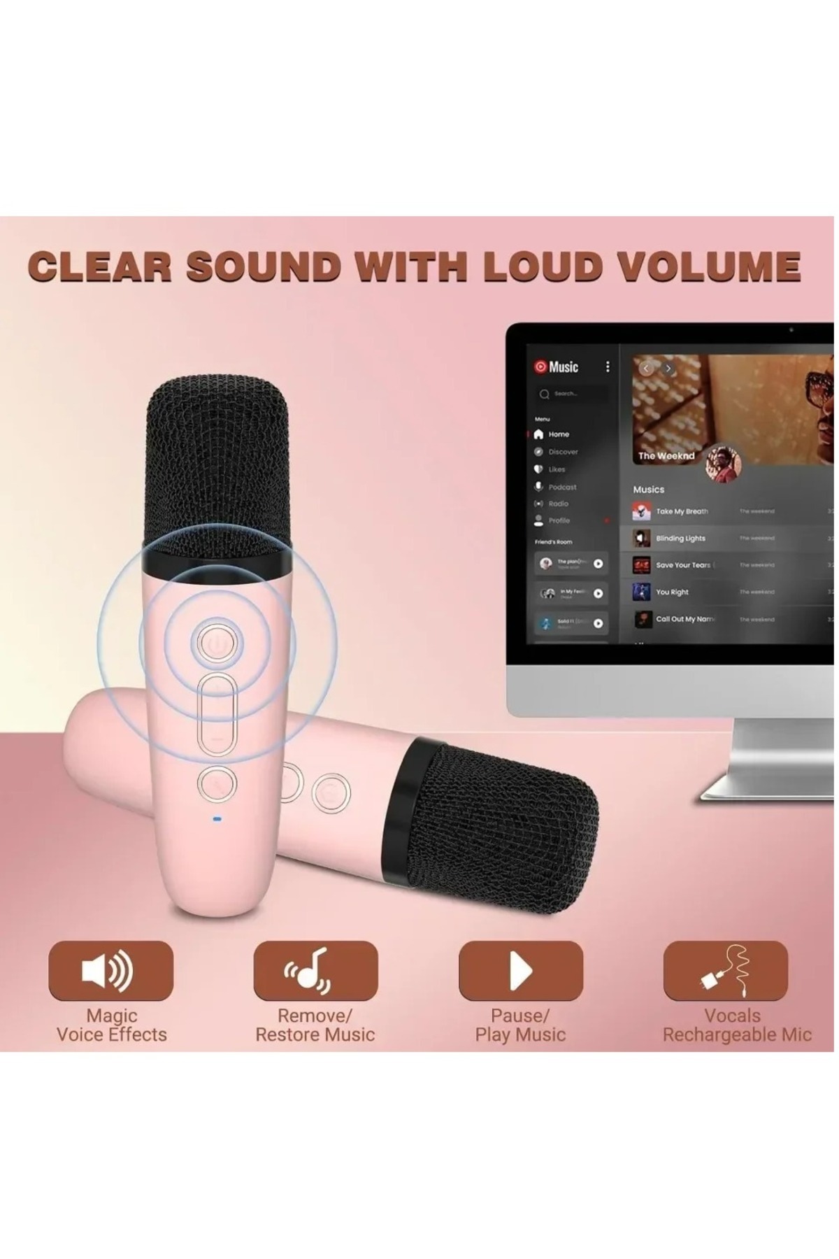 FlashHawk-Portable Karaoke Speaker Kits,Mini Wireless Karaoke Speakers with 2 Pack Wireless Microphone 3