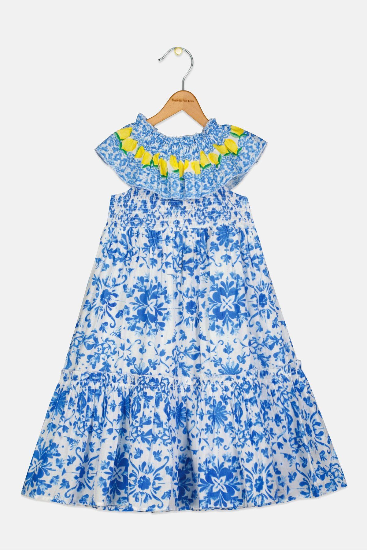 Willow & Whistle-Kids Girl Floral Print Dress, Blue 1