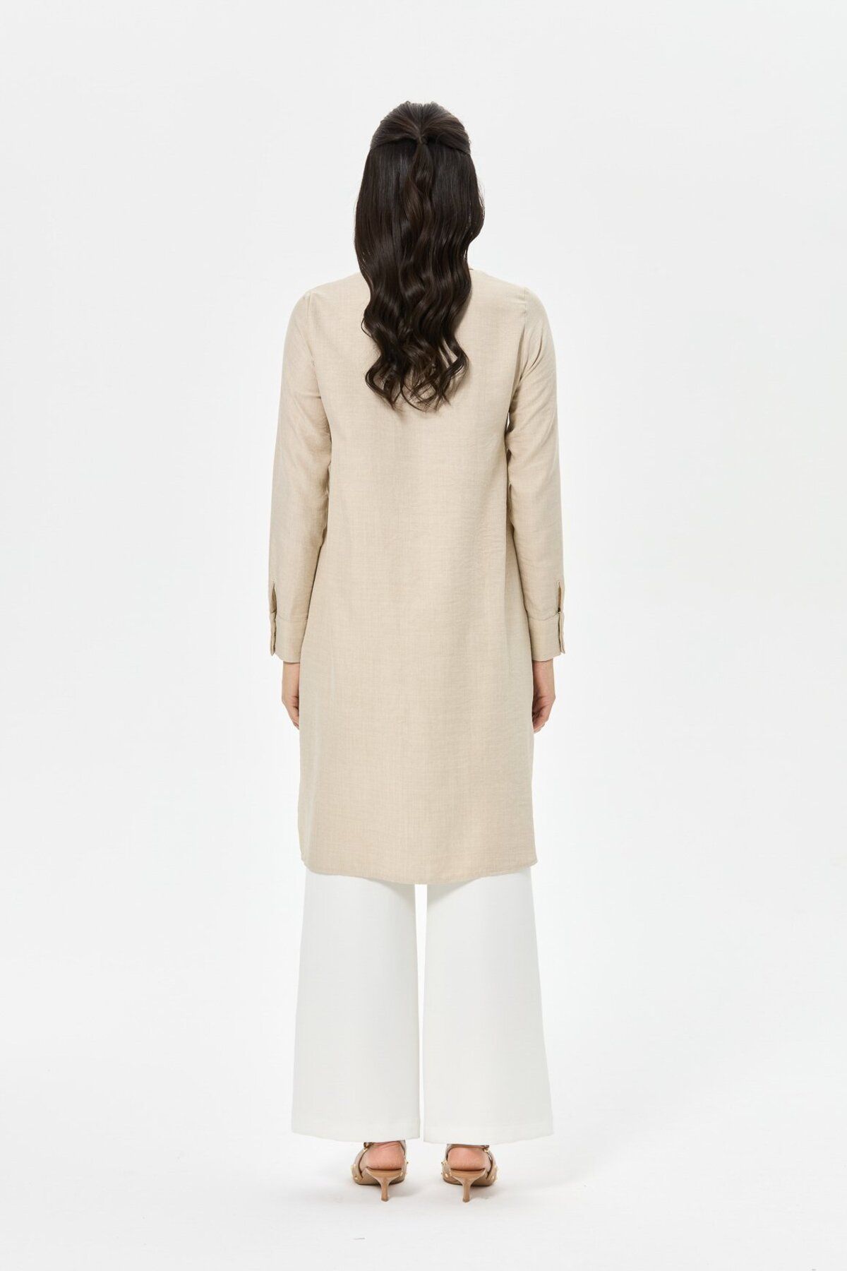 Esswaap-Detailed Buttoned Beige Tunic Combination 7