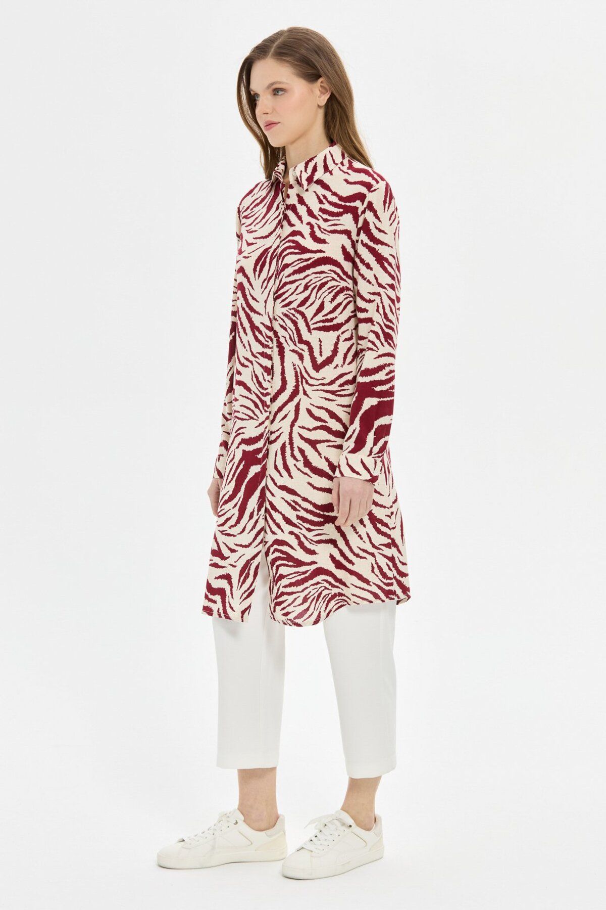Esswaap-Zebra Patterned Tunic Claret Red 6