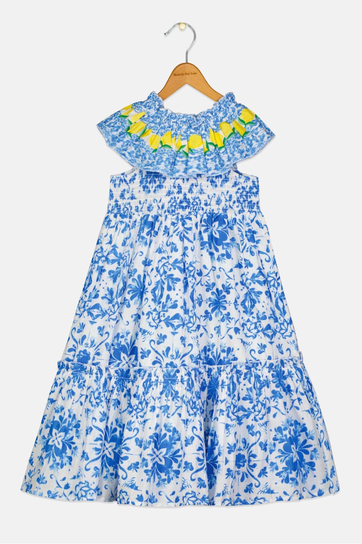 Willow & Whistle-Kids Girl Floral Print Dress, Blue 2