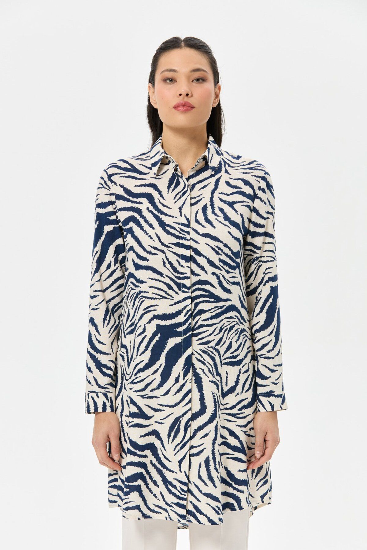 Esswaap-Zebra Patterned Tunic Navy 2