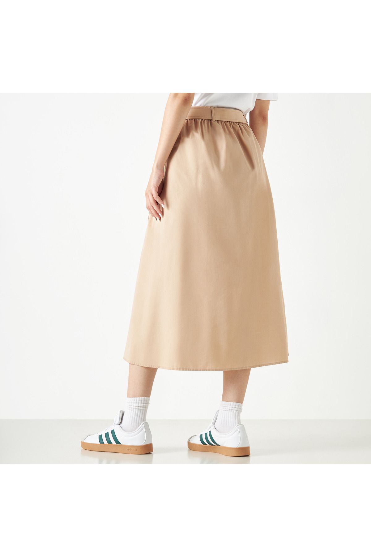FAV-A-line Midi Skirt with Button Closure and Belt 4