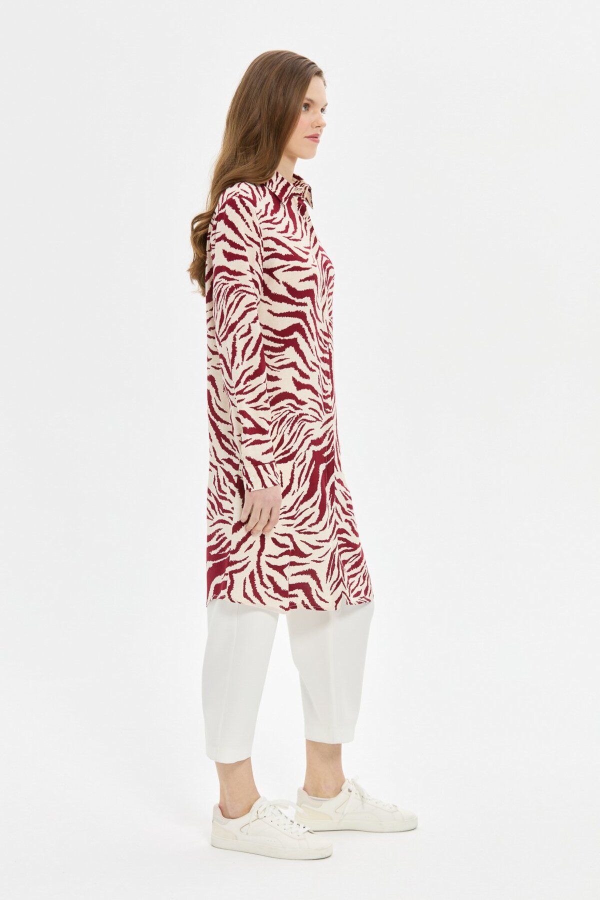 Esswaap-Zebra Patterned Tunic Claret Red 3