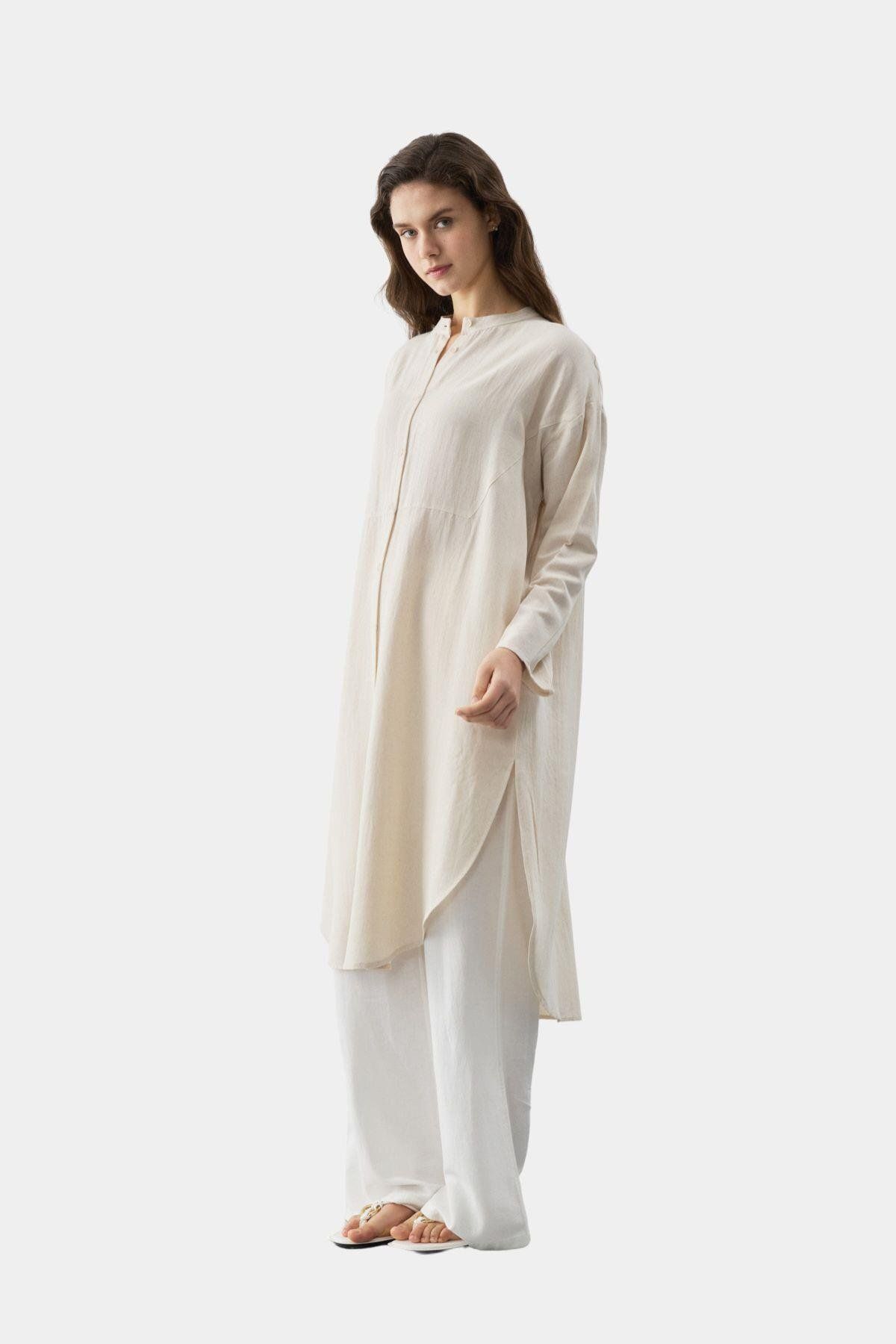 Esswaap-Beige Midi Length Savior Tunic 2