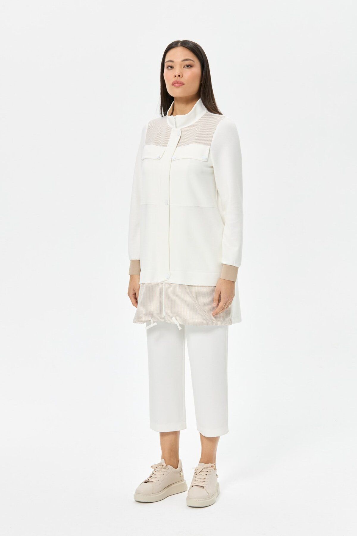 Esswaap-Seersucker Fabric Garnished Wear-Off Ecru 4