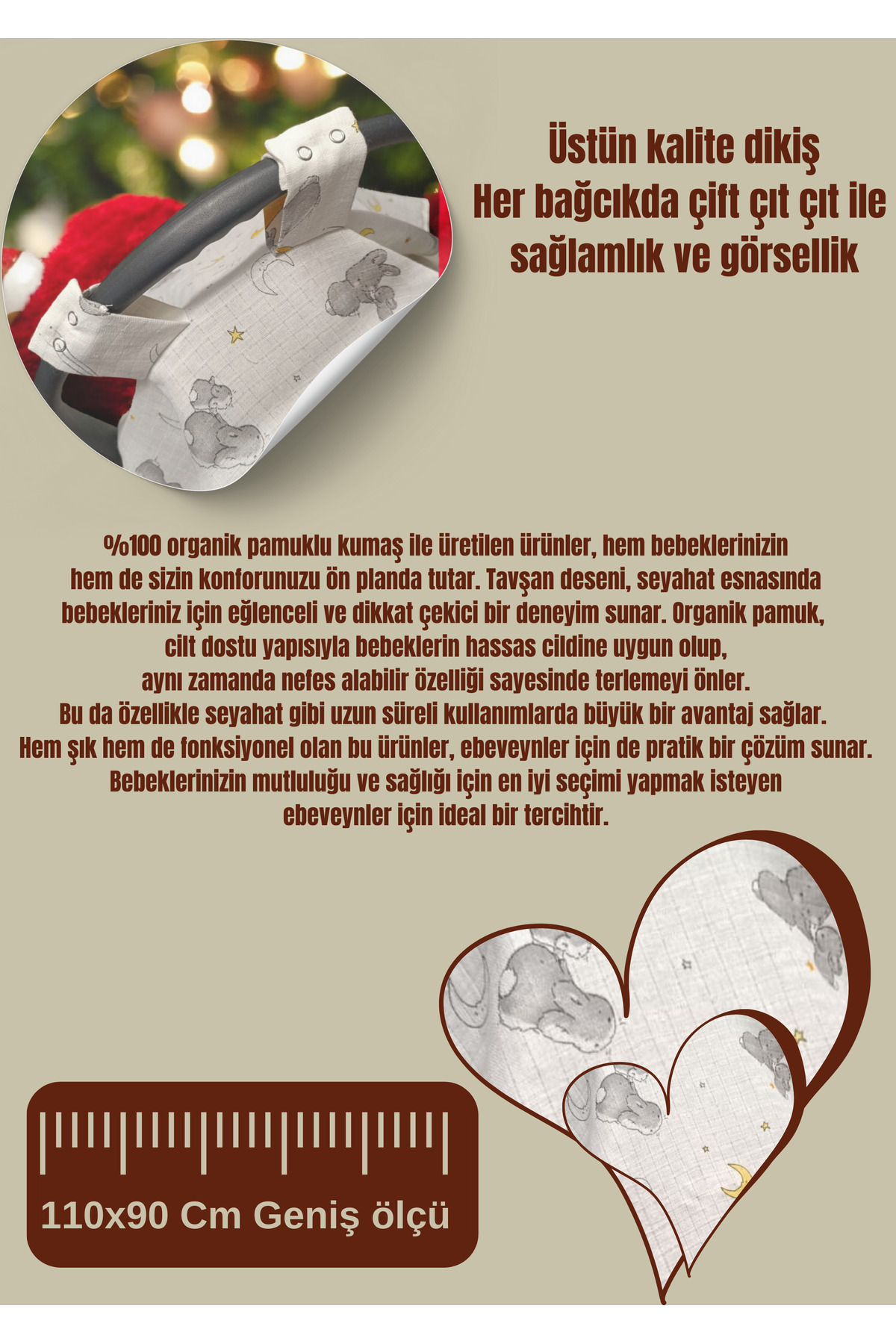 BeybiNest Müslin Sevimli Tavşanlar Puset Örtüsü fotoğrafı 4 (önizleme)