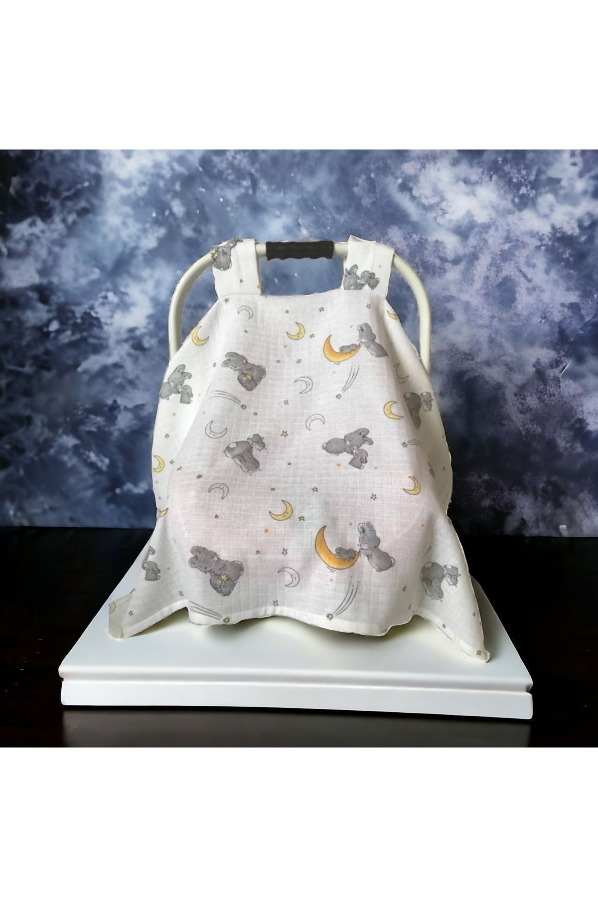 BeybiNest Müslin Sevimli Tavşanlar Puset Örtüsü fotoğrafı 7 (önizleme)