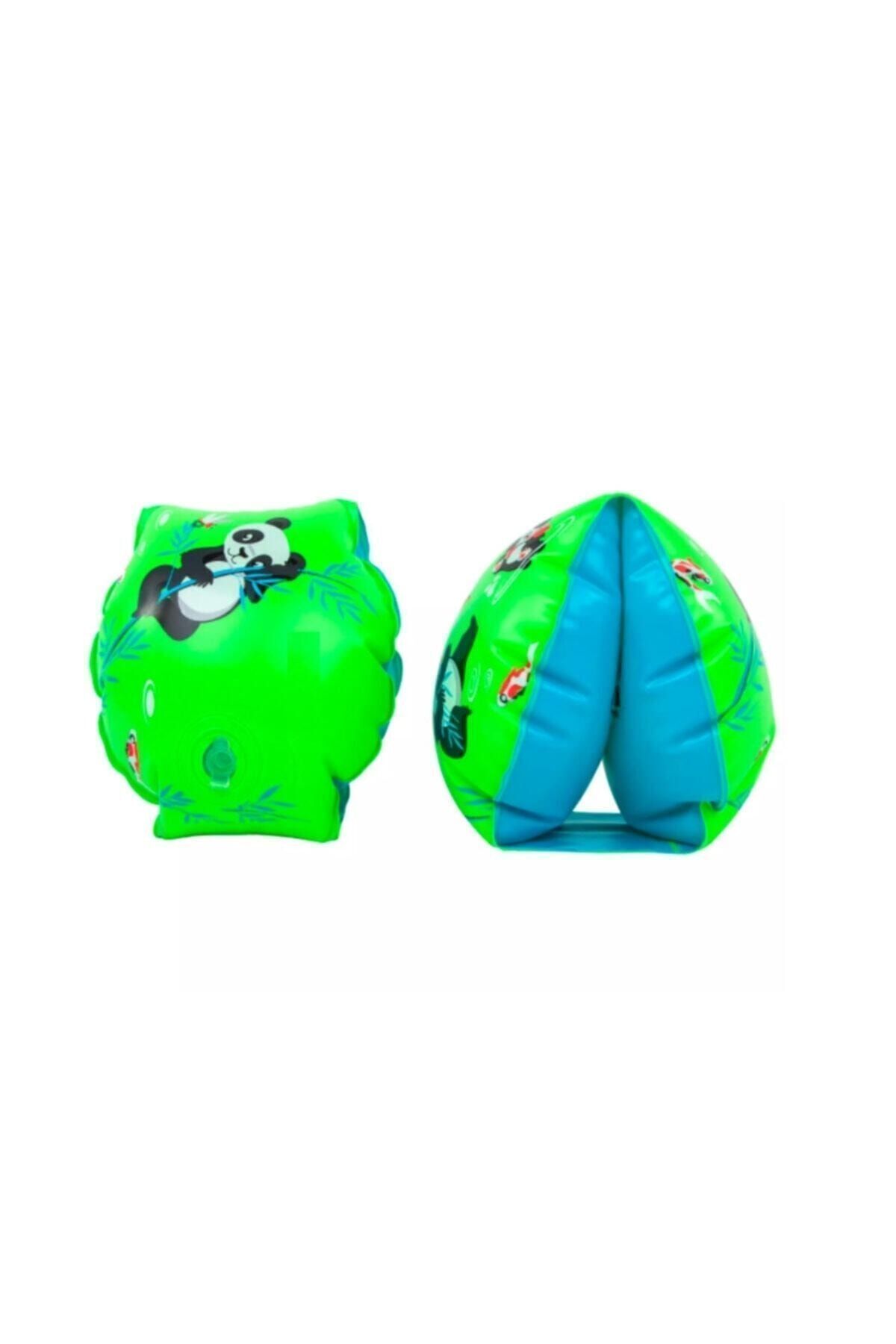 Mhm Collections - Çocuk Yüzücü Kolluğu Panda Baskılı Yeşil 11 30 Kg Panda Baskılı