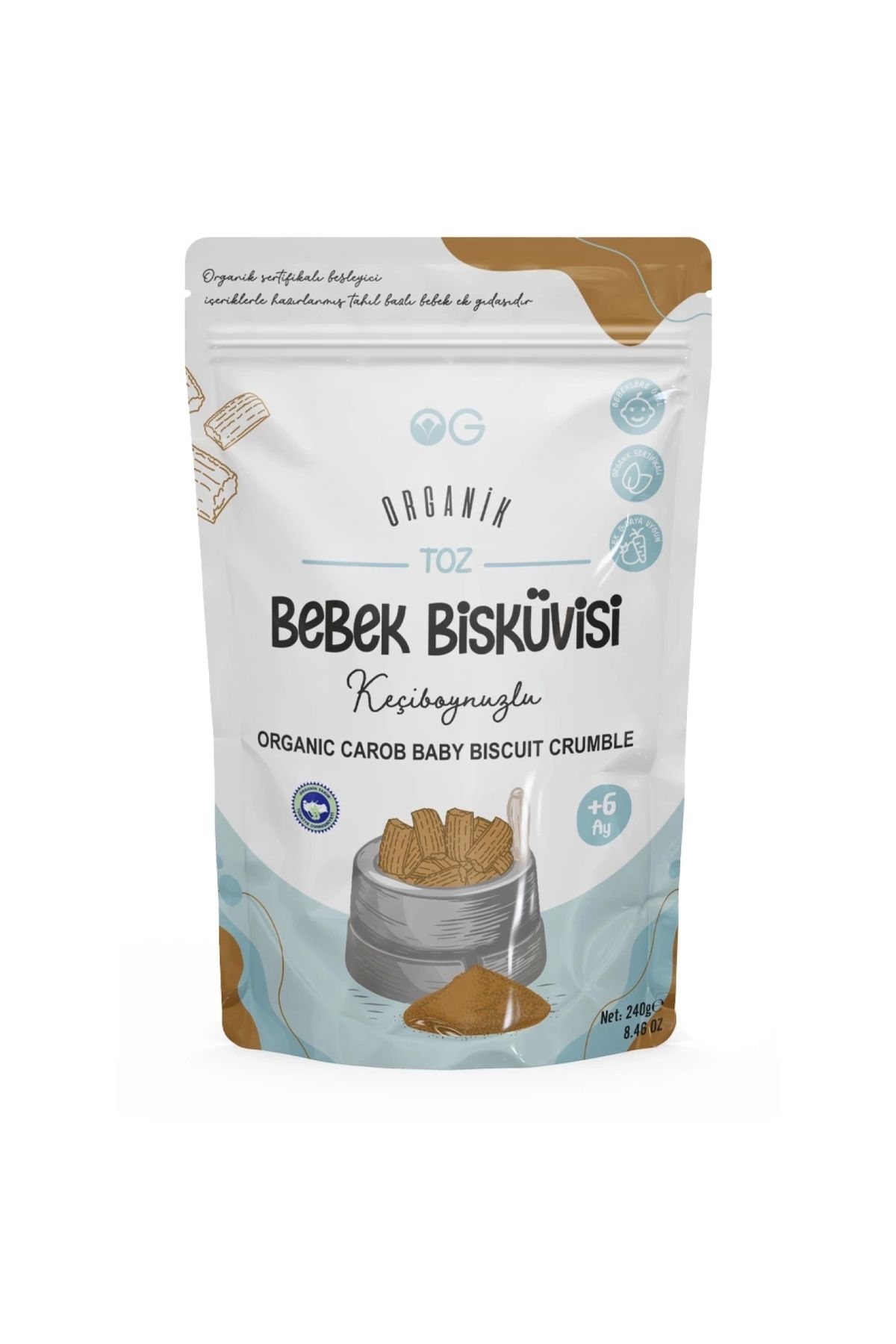 OG natural Organik Keçiboynuzlu Toz Bebek Bisküvisi 240 Gr 6+ Ay